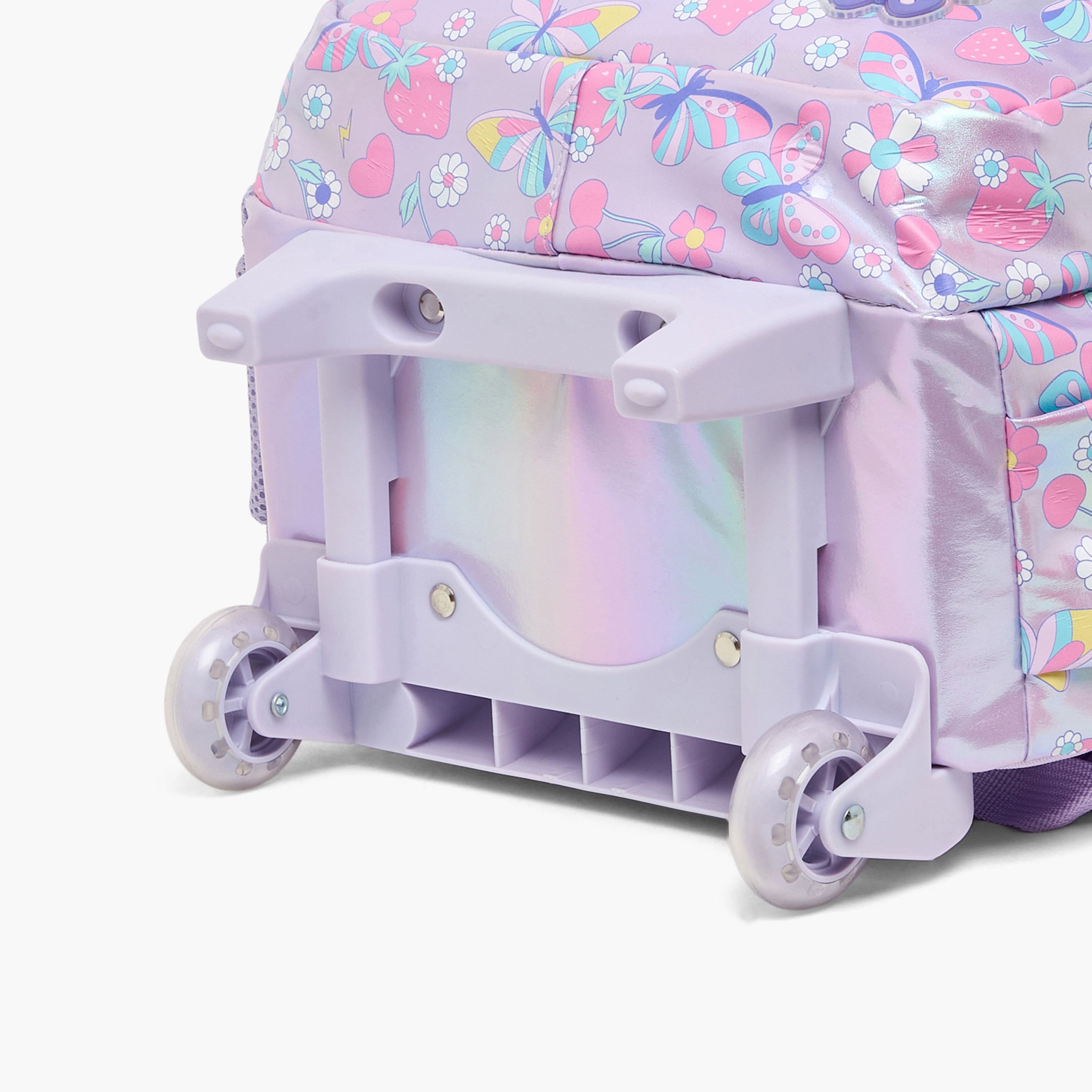 Juniors Butterfly Print Trolley Bag for Girls 5-8 Years with Durable Wheels - 16 inches-school-bagsandbackpacks-trolleybags-image-12