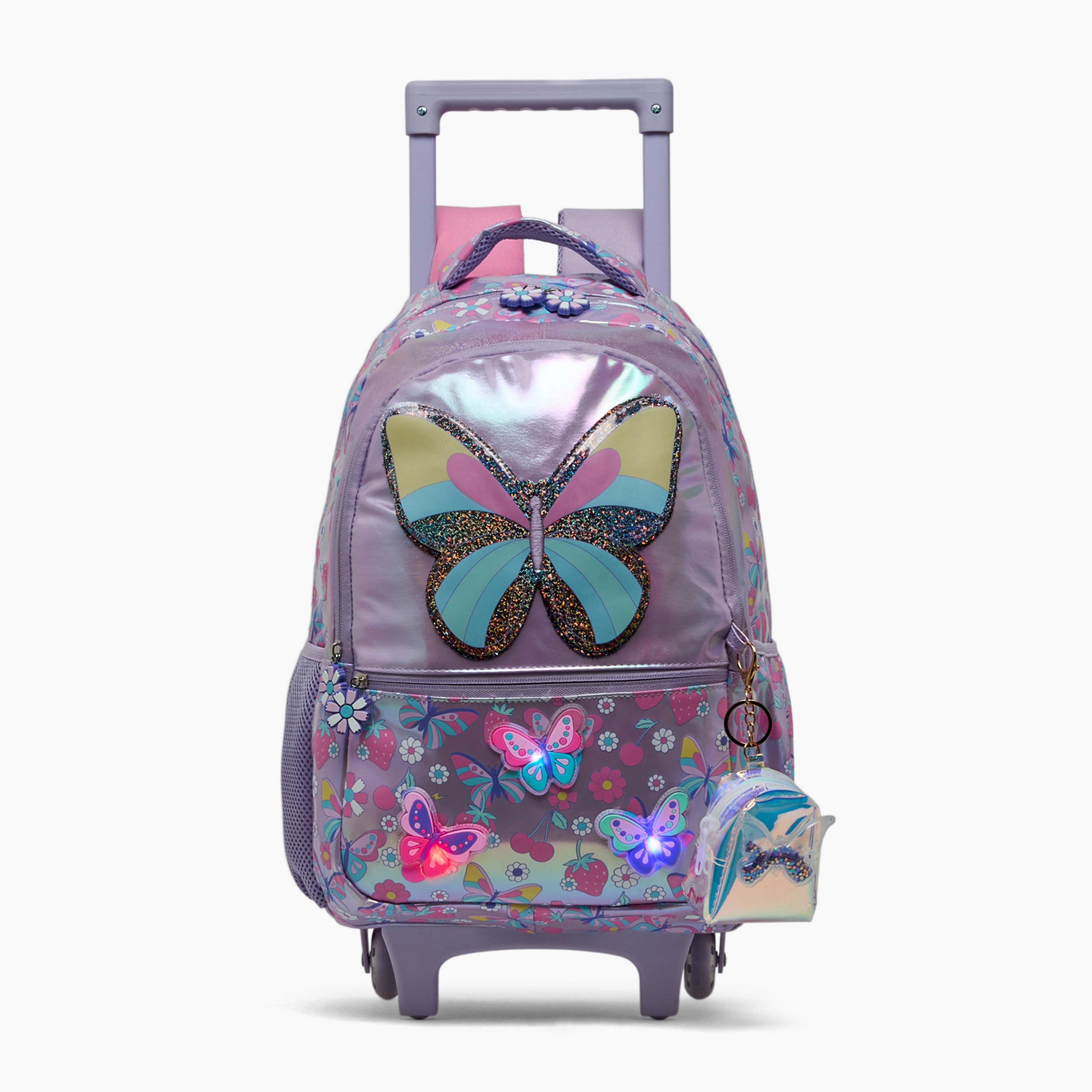 Juniors Butterfly Print Trolley Bag for Girls 5-8 Years with Durable Wheels - 16 inches-school-bagsandbackpacks-trolleybags-image-13