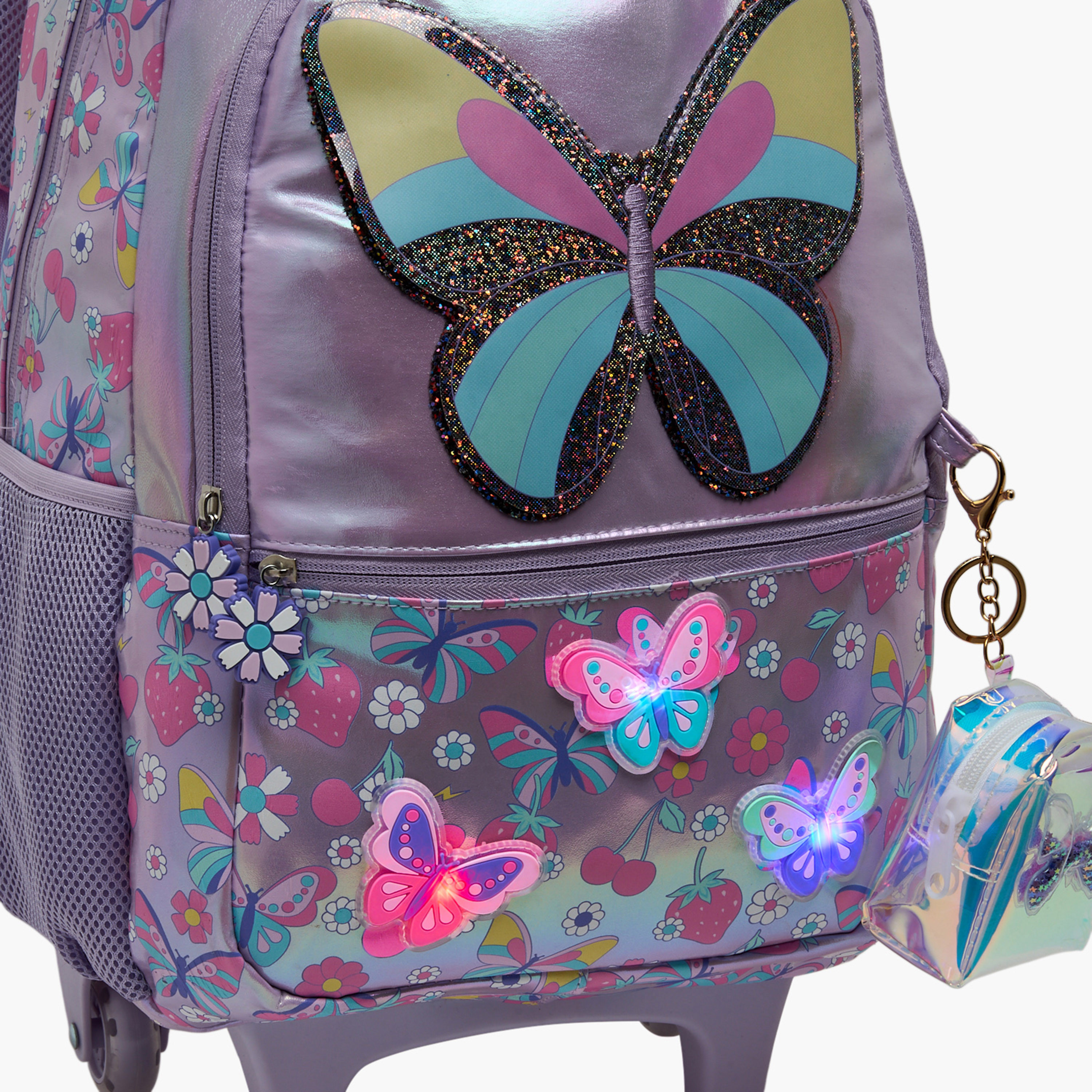 Juniors Butterfly Print Trolley Bag for Girls 5-8 Years with Durable Wheels - 16 inches-school-bagsandbackpacks-trolleybags-image-14