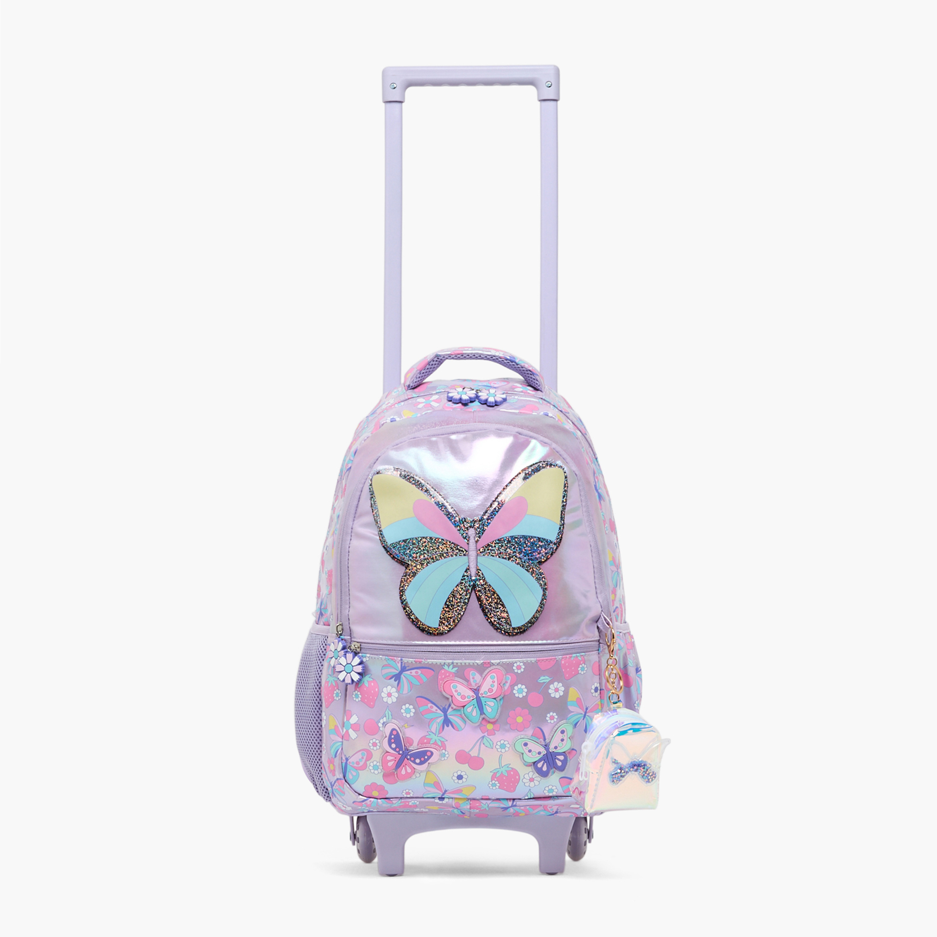 Juniors Butterfly Print Trolley Bag for Girls 5-8 Years with Durable Wheels - 16 inches-school-bagsandbackpacks-trolleybags-image-2
