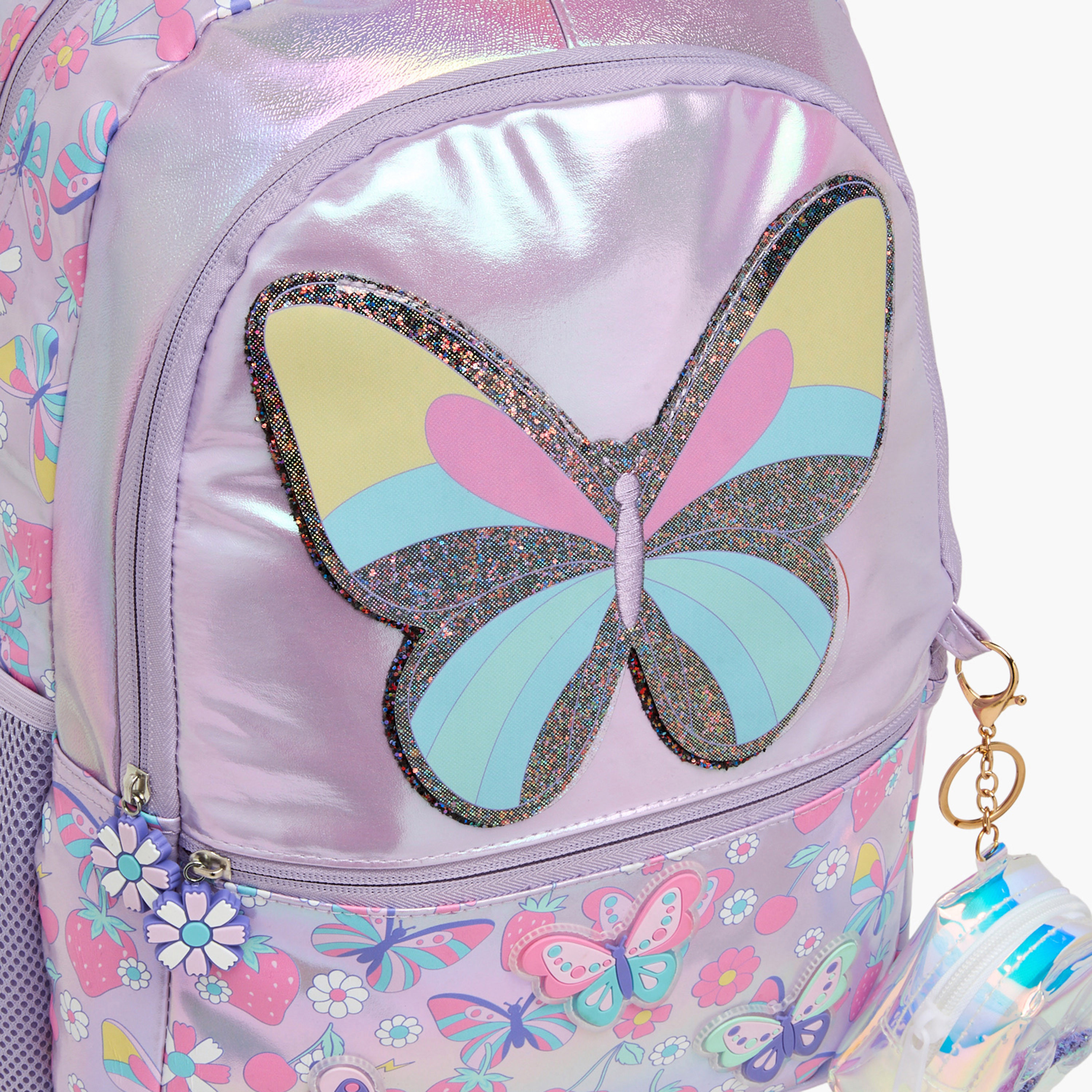 Juniors Butterfly Print Trolley Bag for Girls 5-8 Years with Durable Wheels - 16 inches-school-bagsandbackpacks-trolleybags-image-5