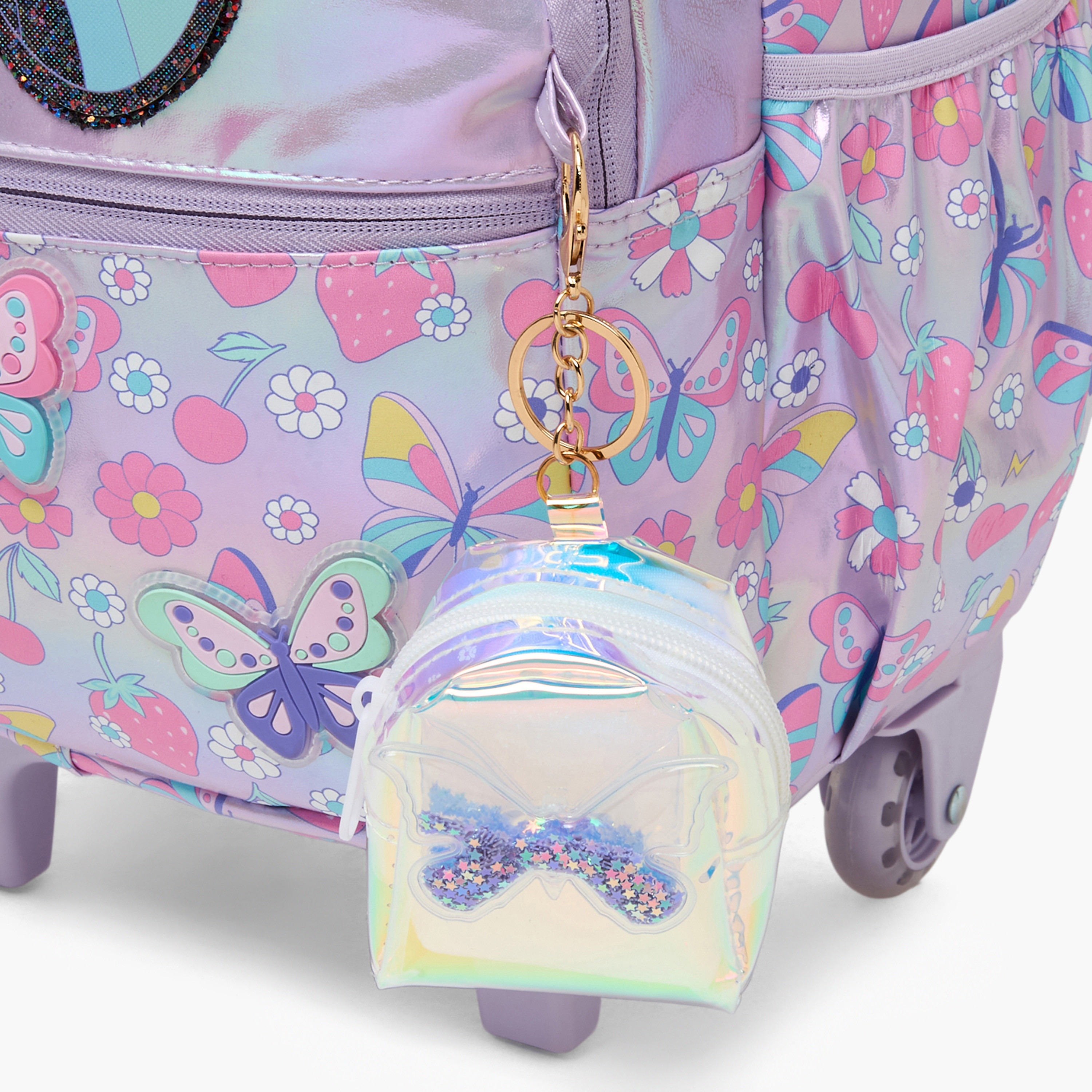 Juniors Butterfly Print Trolley Bag for Girls 5-8 Years with Durable Wheels - 16 inches-school-bagsandbackpacks-trolleybags-image-6