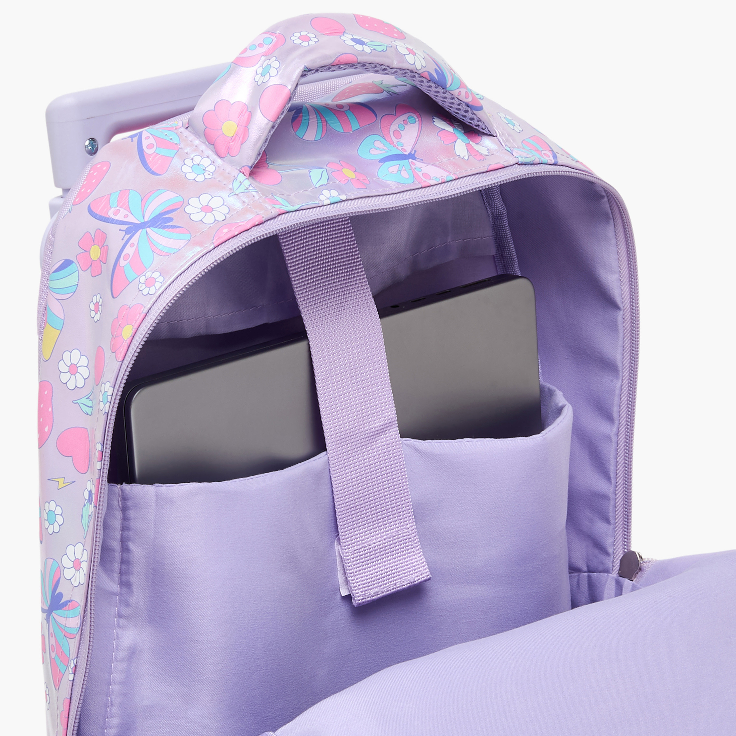 Juniors Butterfly Print Trolley Bag for Girls 5-8 Years with Durable Wheels - 16 inches-school-bagsandbackpacks-trolleybags-image-7