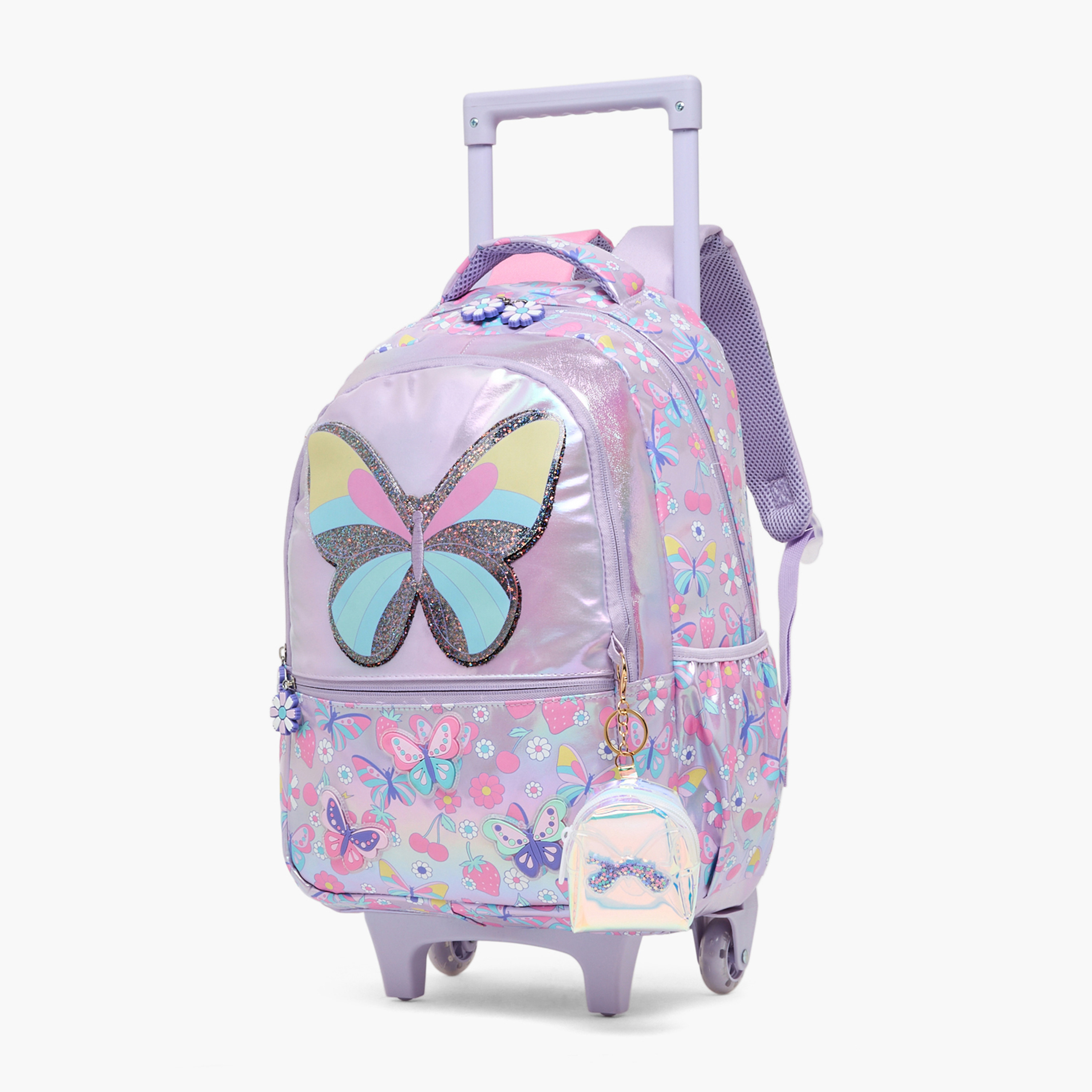 Juniors Butterfly Print Trolley Bag for Girls 5-8 Years with Durable Wheels - 16 inches-school-bagsandbackpacks-trolleybags-image-8