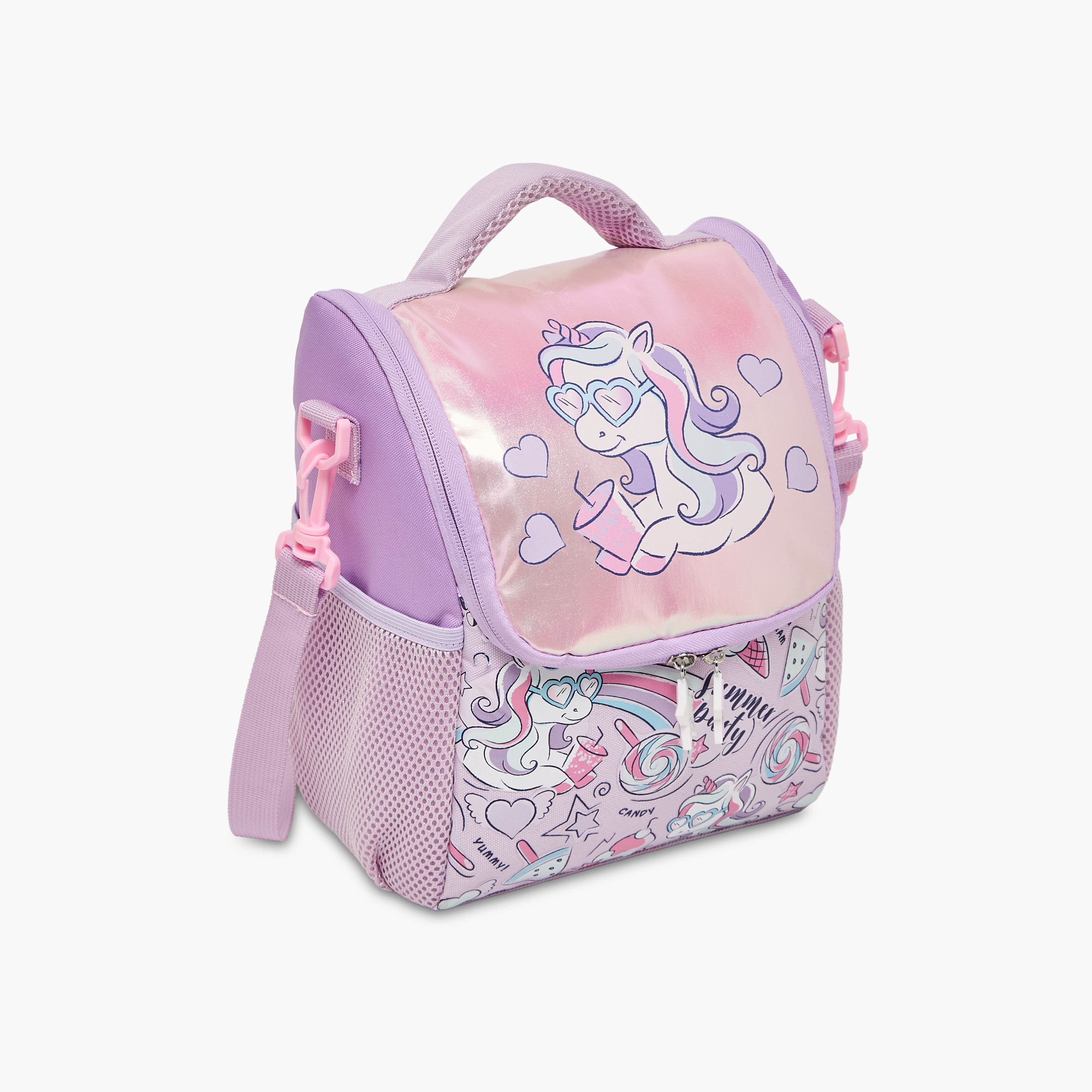 Juniors Unicorn Print Lunch Bag for Girls 5-8 Years with Detachable Strap-school-lunchessentials-lunchbags-image-2