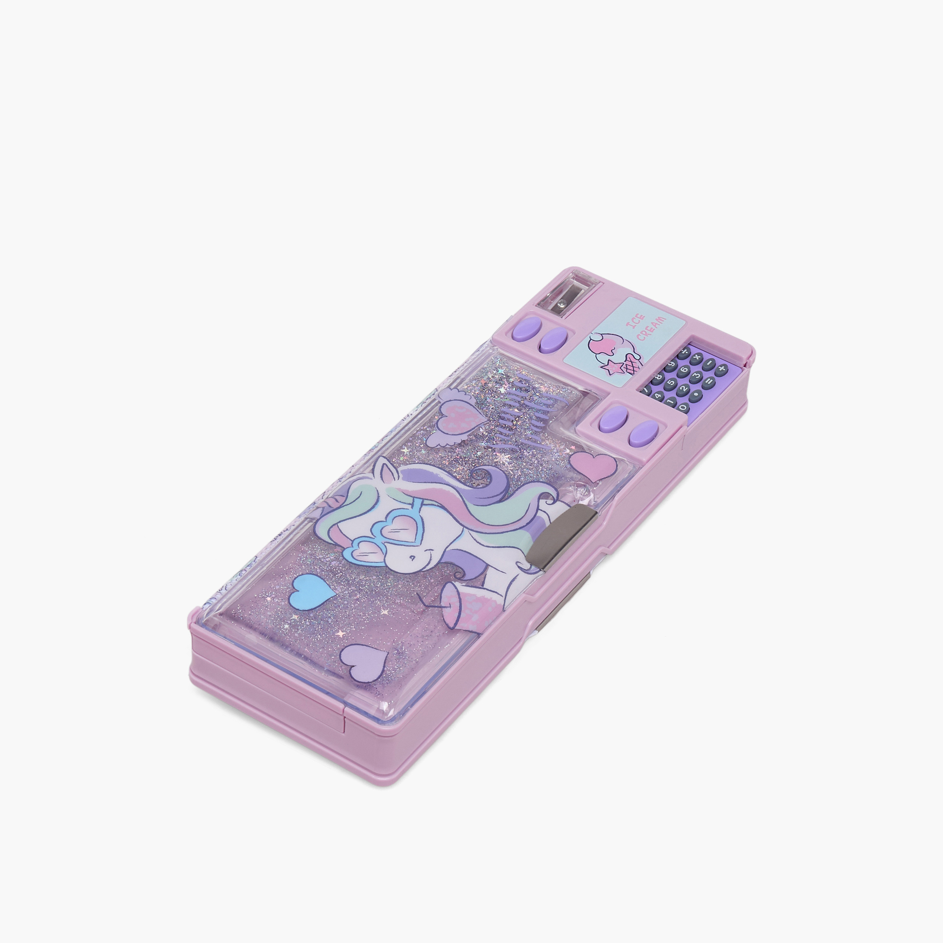 Juniors Unicorn Print Pencil Case with Calculator-school-stationery-pencilcases-image-2