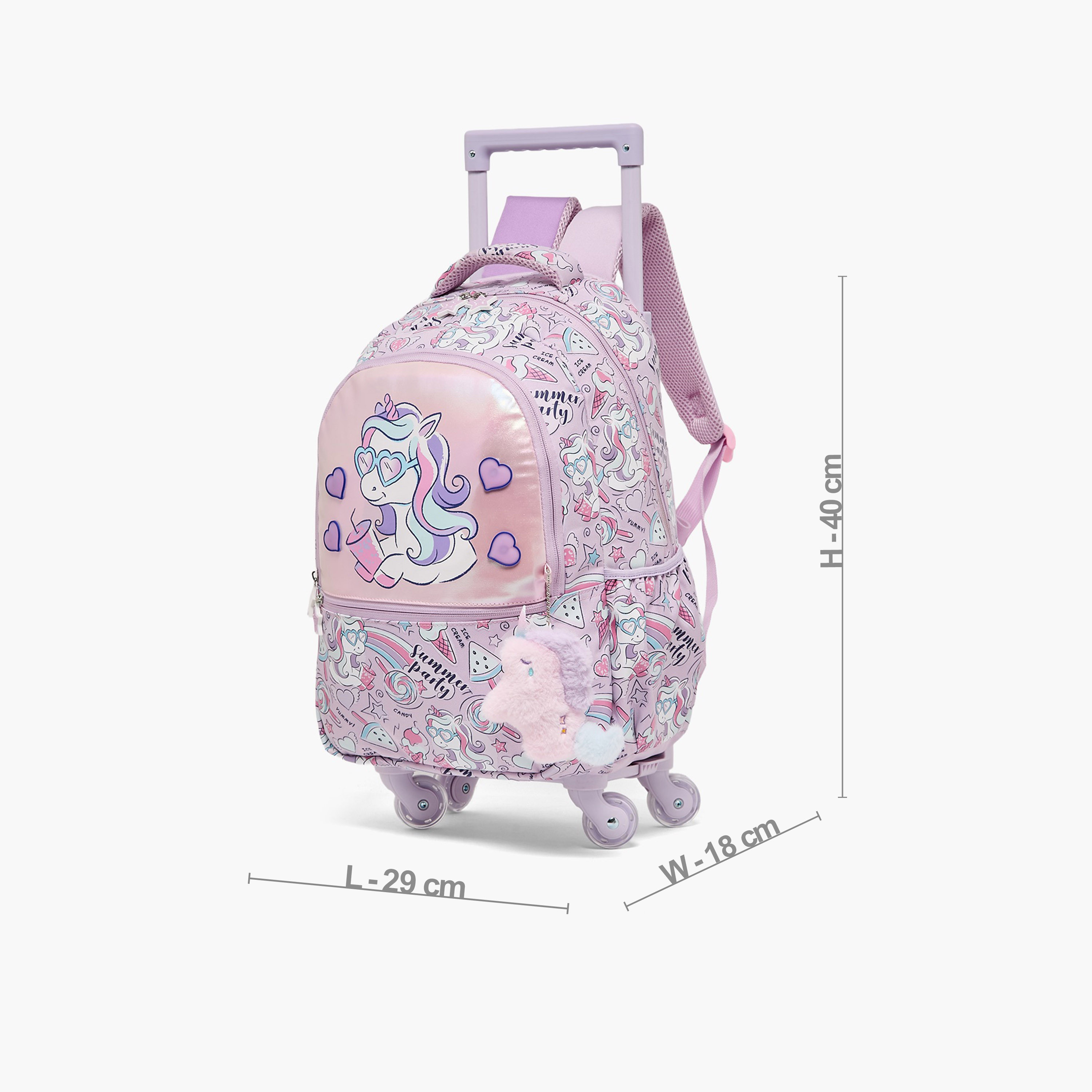 شنطة ترولي بطبعات يونيكورن ومقبض قابل للسحب للبنات من 5 - 8 سنوات من جونيورز - 16 بوصة-school-bagsandbackpacks-trolleybags-image-8