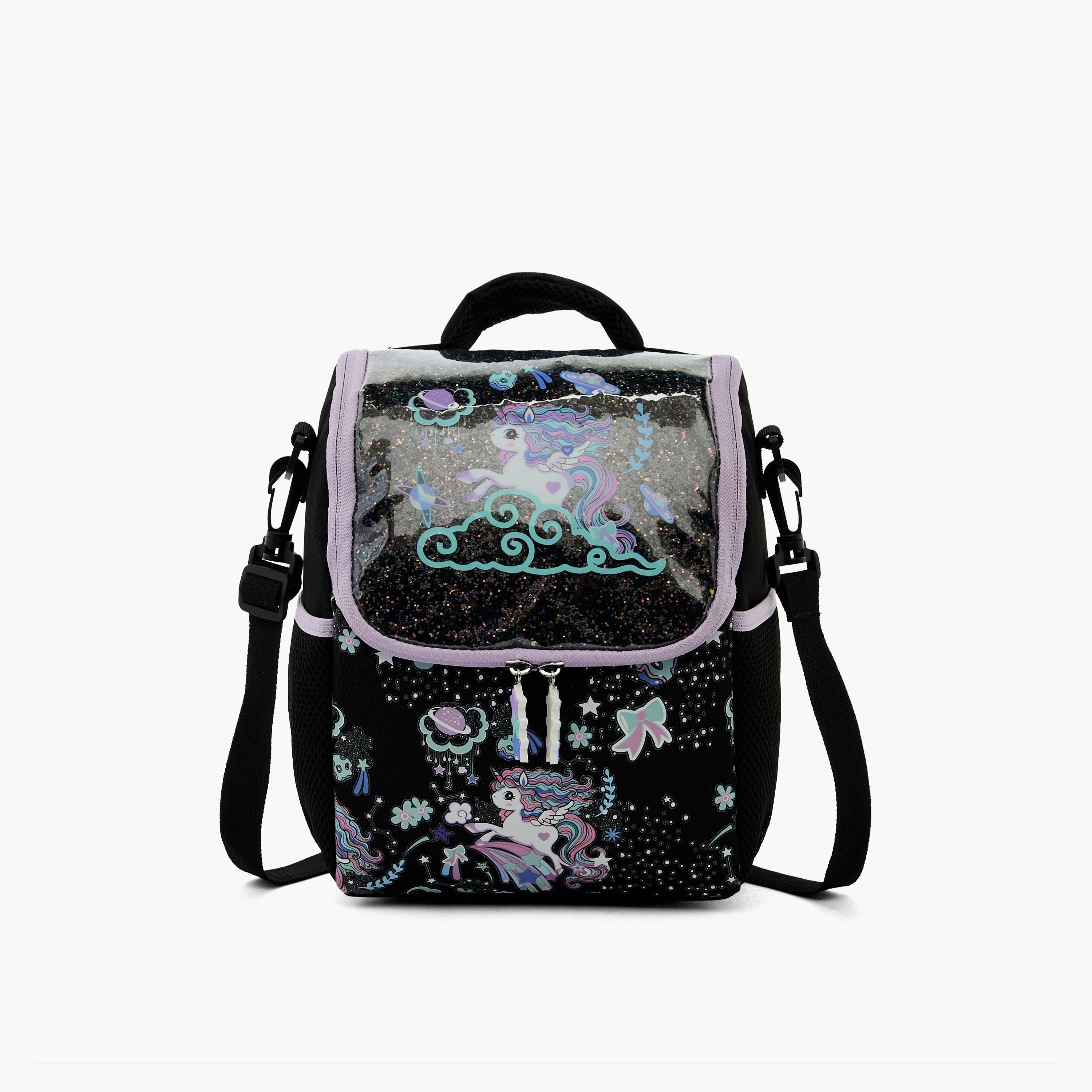 شنطة غداء معزولة بطبعات يونيكورن للبنات 5-8 سنوات من جونيورز-school-lunchessentials-lunchbags-image-1
