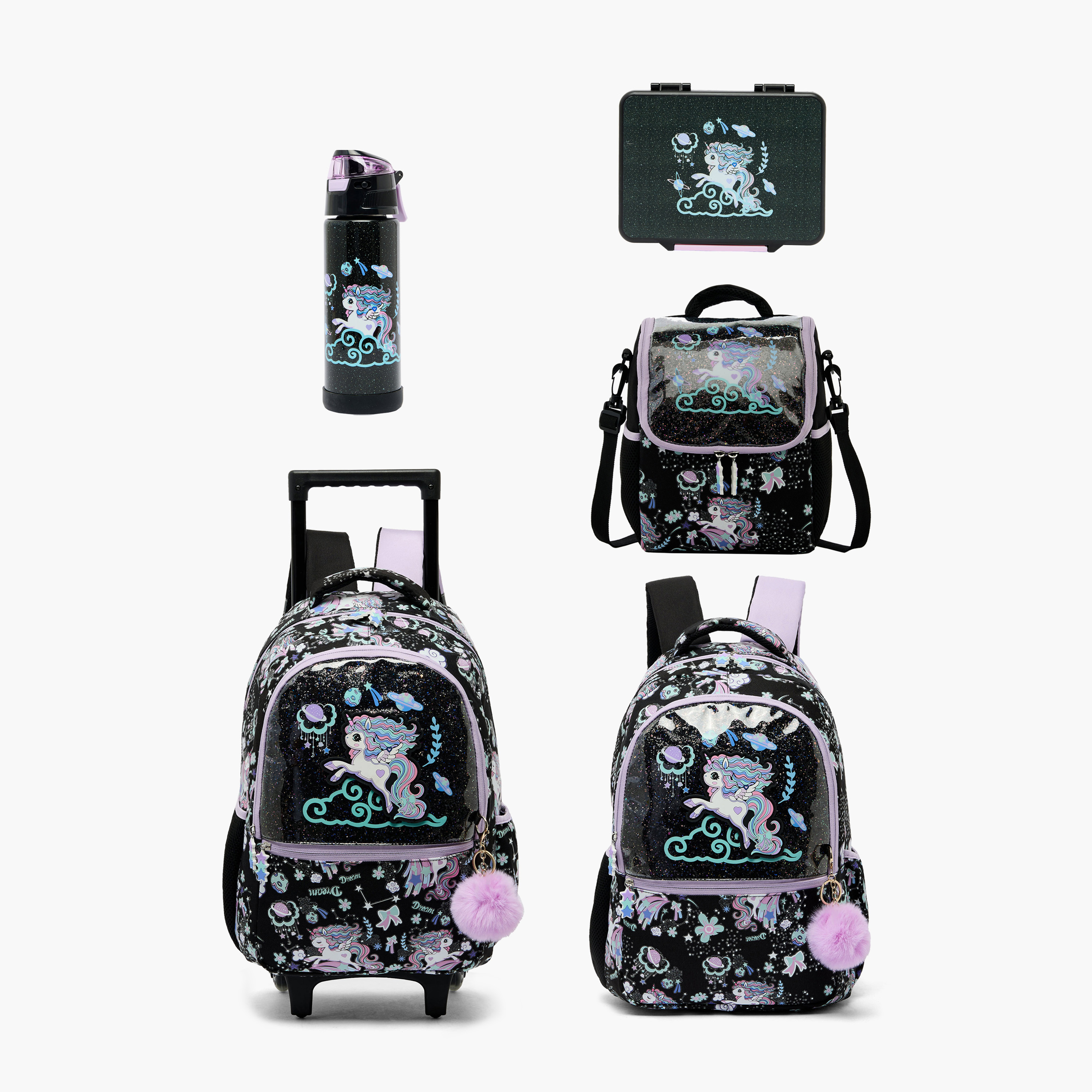 شنطة غداء معزولة بطبعات يونيكورن للبنات 5-8 سنوات من جونيورز-school-lunchessentials-lunchbags-image-9