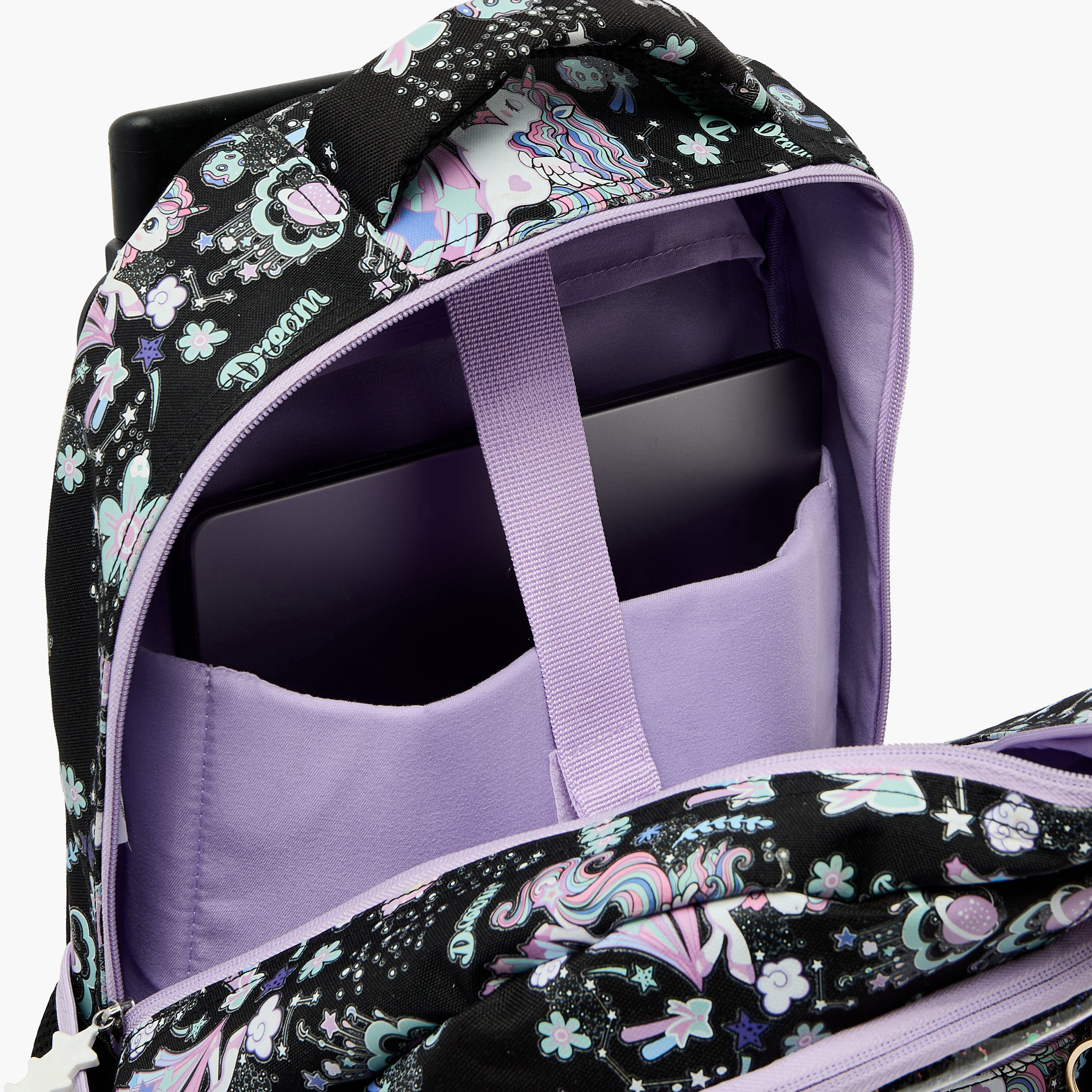 شنطة ترولي بطبعات يونيكورن وبمقبض قابل للسحب للبنات 5-8 سنة من جونيورز - 16 بوصة-school-bagsandbackpacks-trolleybags-image-11