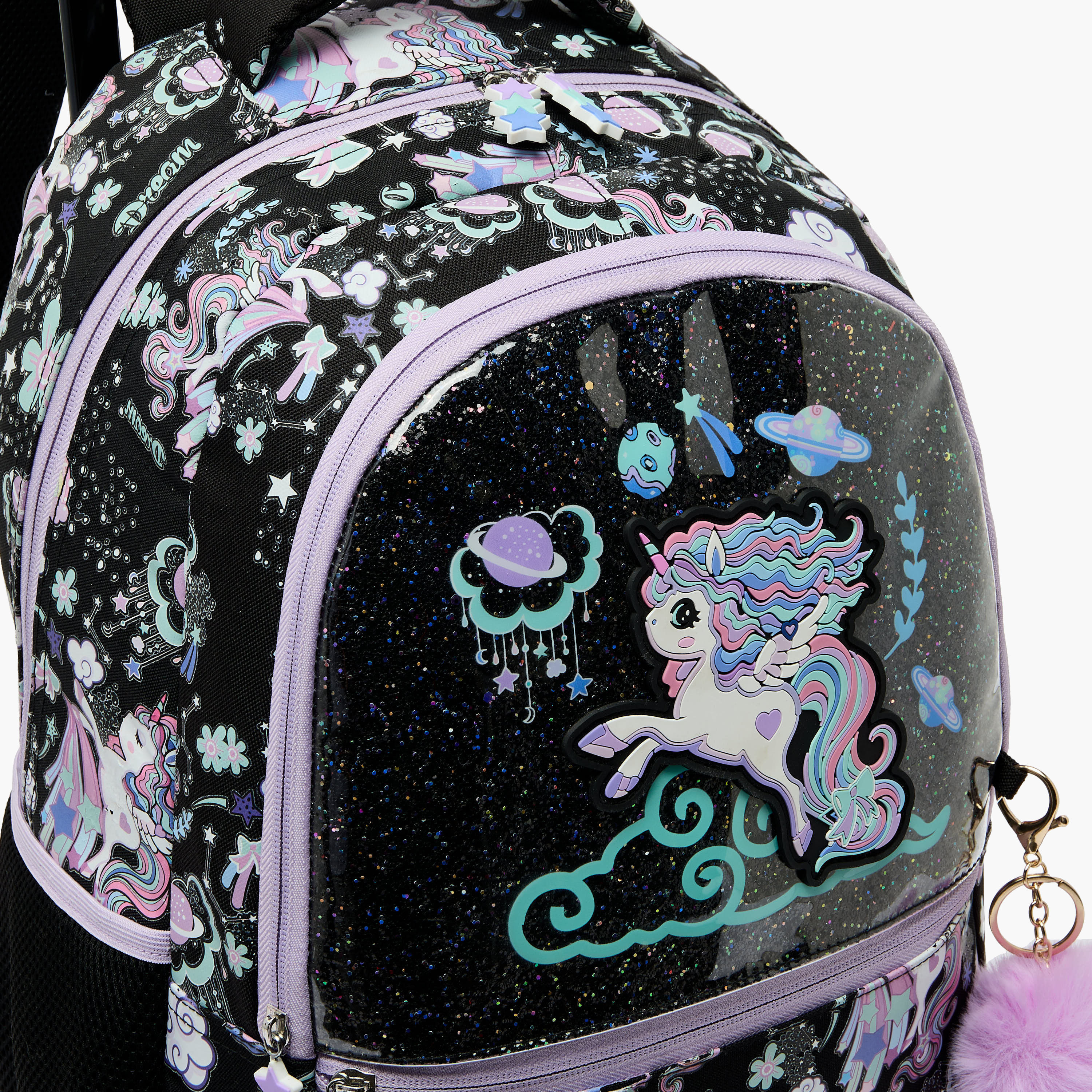 شنطة ترولي بطبعات يونيكورن وبمقبض قابل للسحب للبنات 5-8 سنة من جونيورز - 16 بوصة-school-bagsandbackpacks-trolleybags-image-6