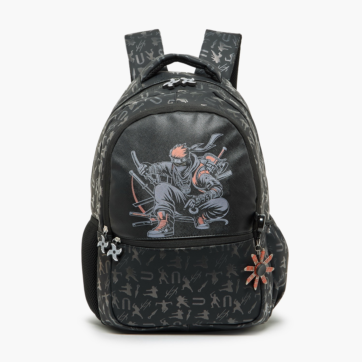 Juniors Ninja Print Backpack for Boys 5-8 Years with Padded Straps - 16 inches-school-bagsandbackpacks-backpacks-image-1