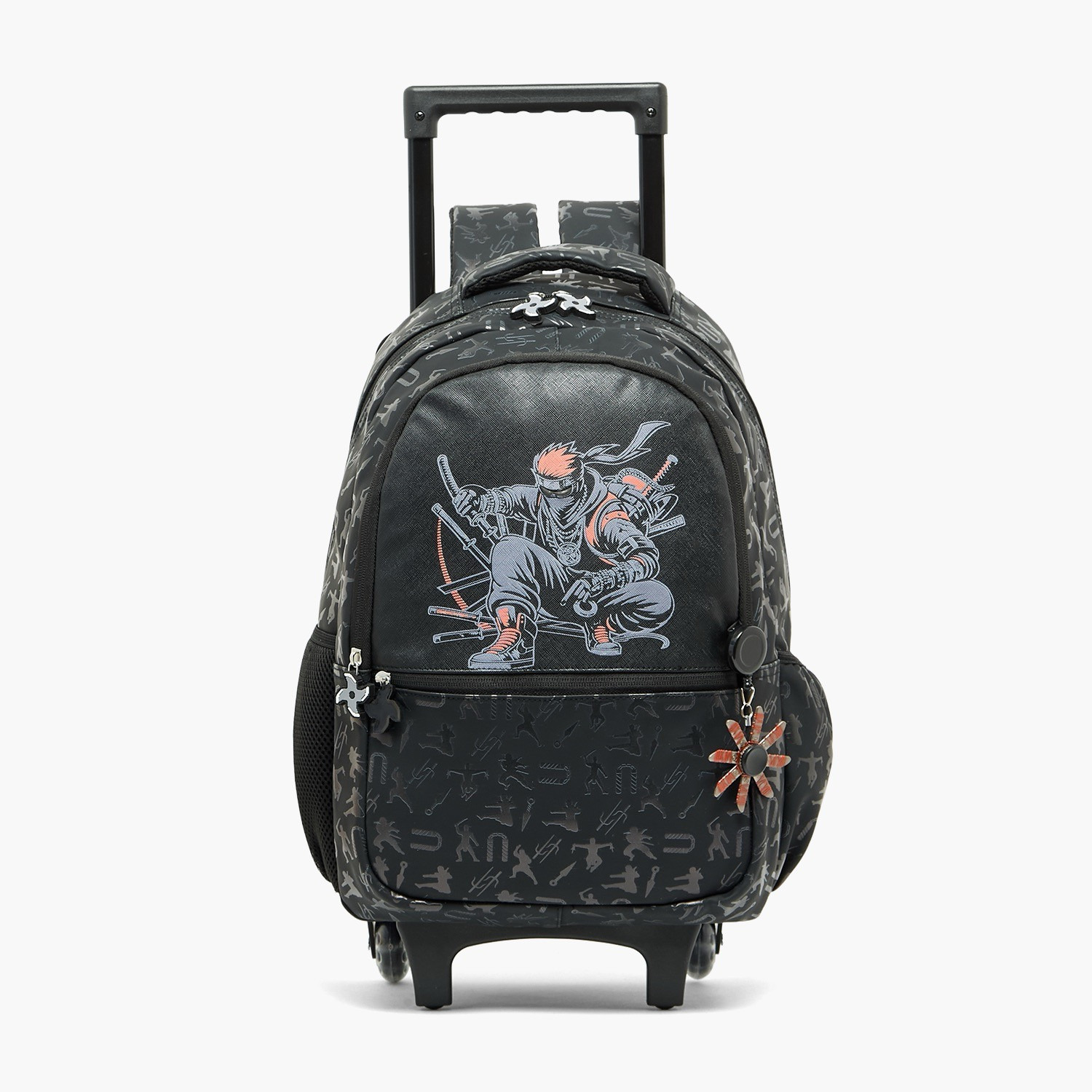 شنطة ترولي بطبعات نينجا ومقبض قابل للسحب للأولاد من 5-8 سنوات من جونيورز - 16 بوصة-school-bagsandbackpacks-trolleybags-image-1