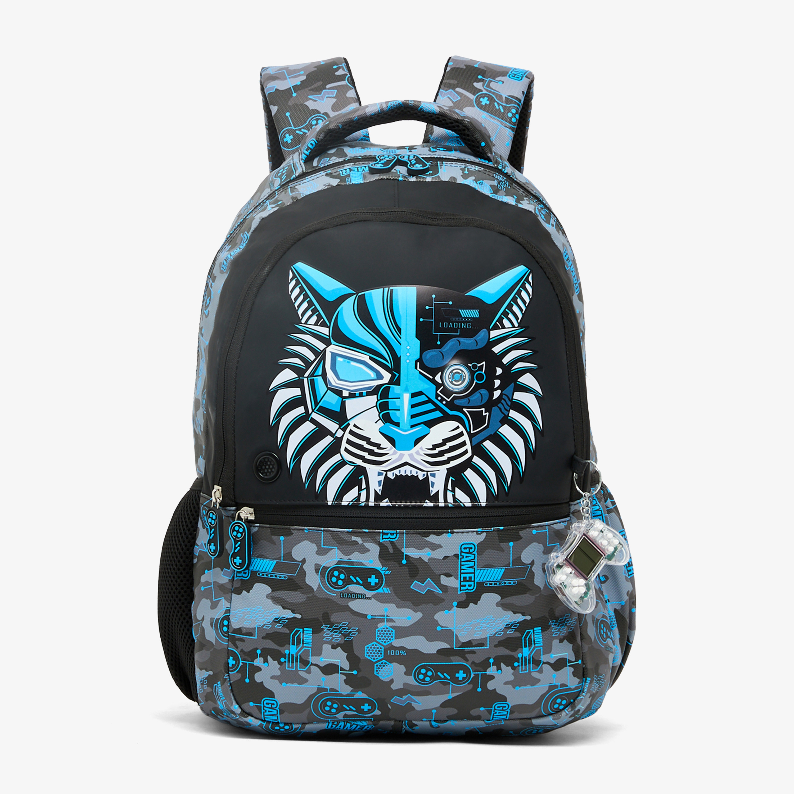 Juniors Tiger Print Backpack for Boys 5-8 Years with Adjustable Straps - 16 inches-school-bagsandbackpacks-backpacks-image-1