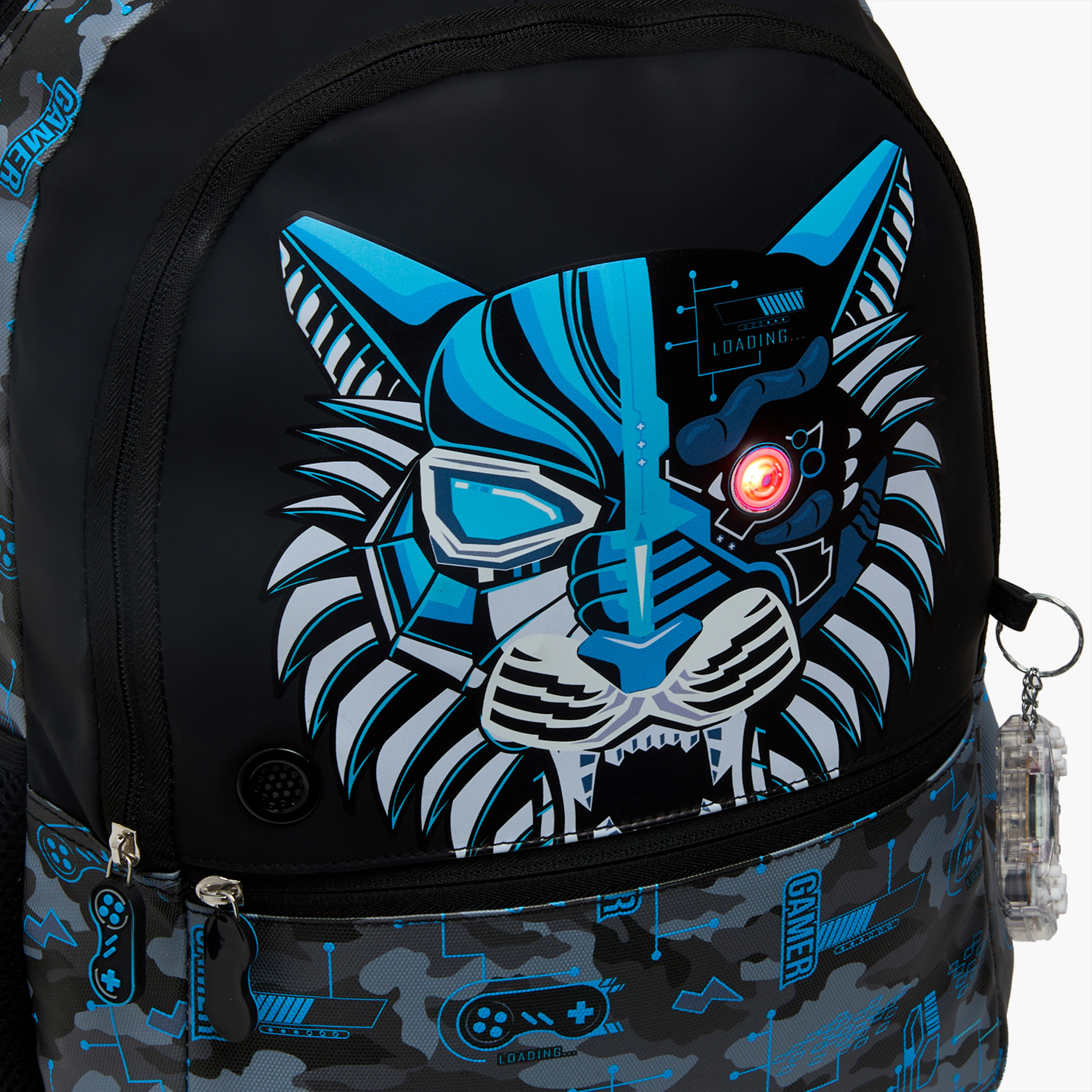 Juniors Tiger Print Backpack for Boys 5-8 Years with Adjustable Straps - 16 inches-school-bagsandbackpacks-backpacks-image-3