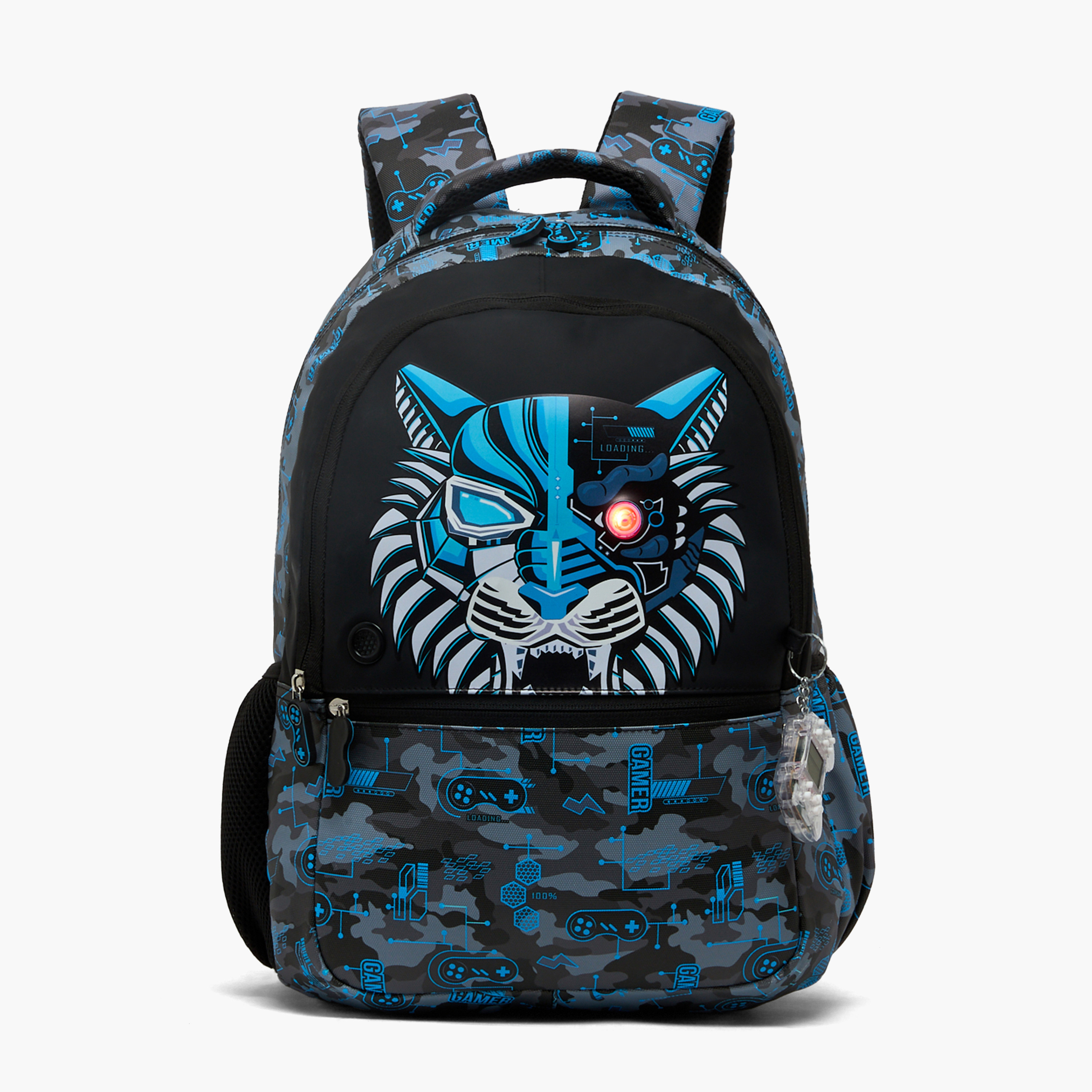 Juniors Tiger Print Backpack for Boys 5-8 Years with Adjustable Straps - 16 inches-school-bagsandbackpacks-backpacks-image-2