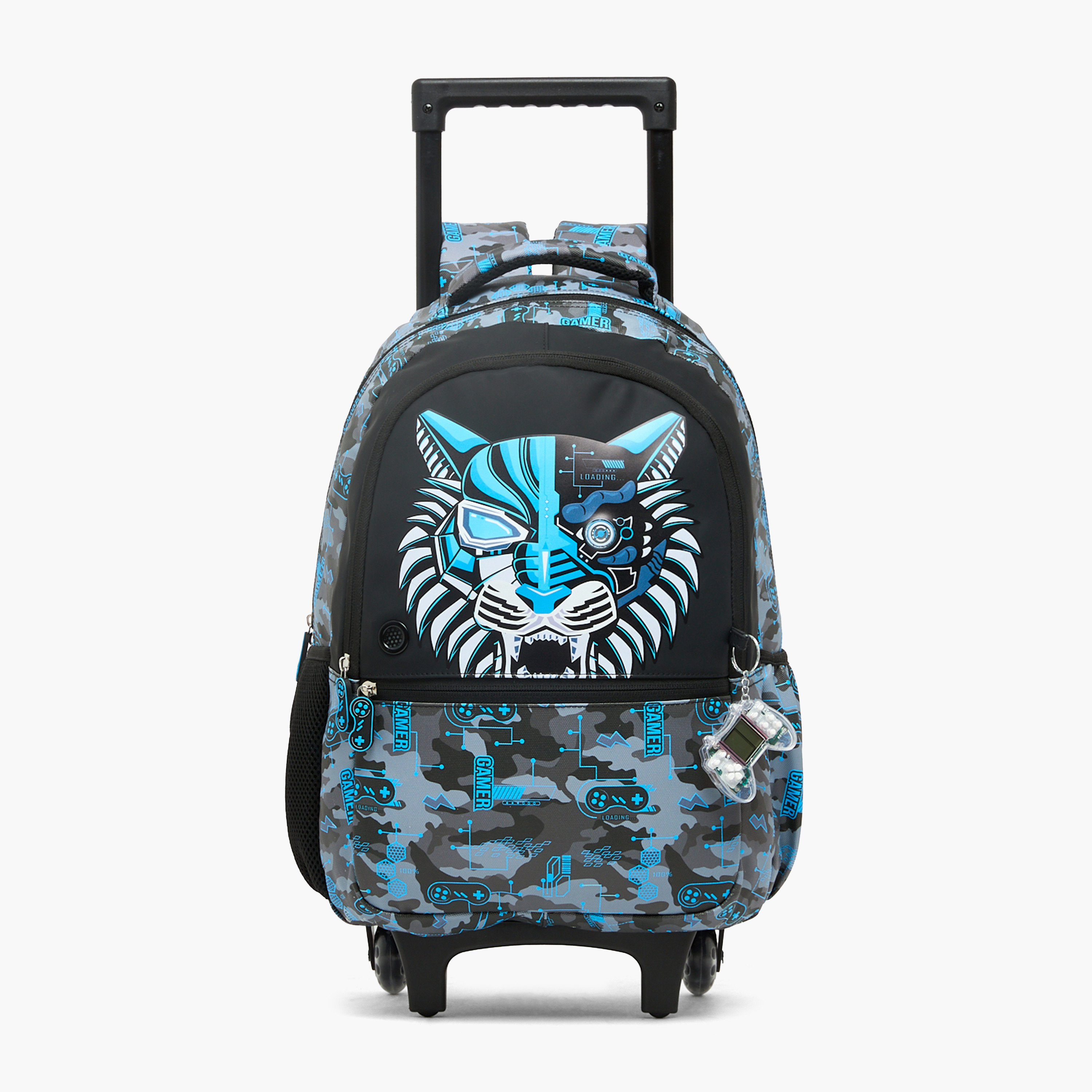 شنطة ترولي بطبعات نمر وعجلات متينة للأولاد من 5-8 سنوات من جونيورز - 16 بوصة-school-bagsandbackpacks-trolleybags-image-1