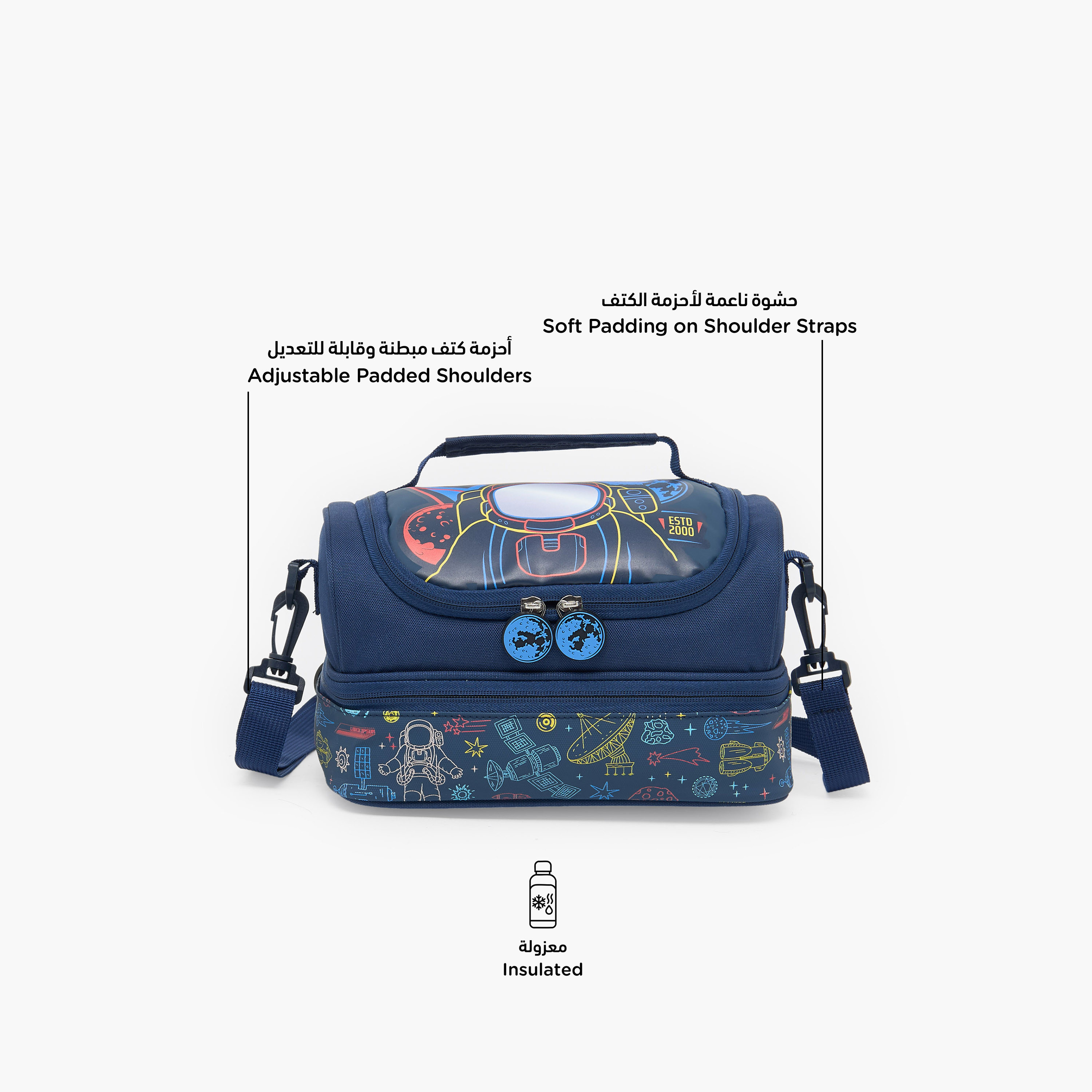 Juniors Space Print Lunch Bag for Boys 5-8 Years with Insulation-school-lunchessentials-lunchbags-image-2