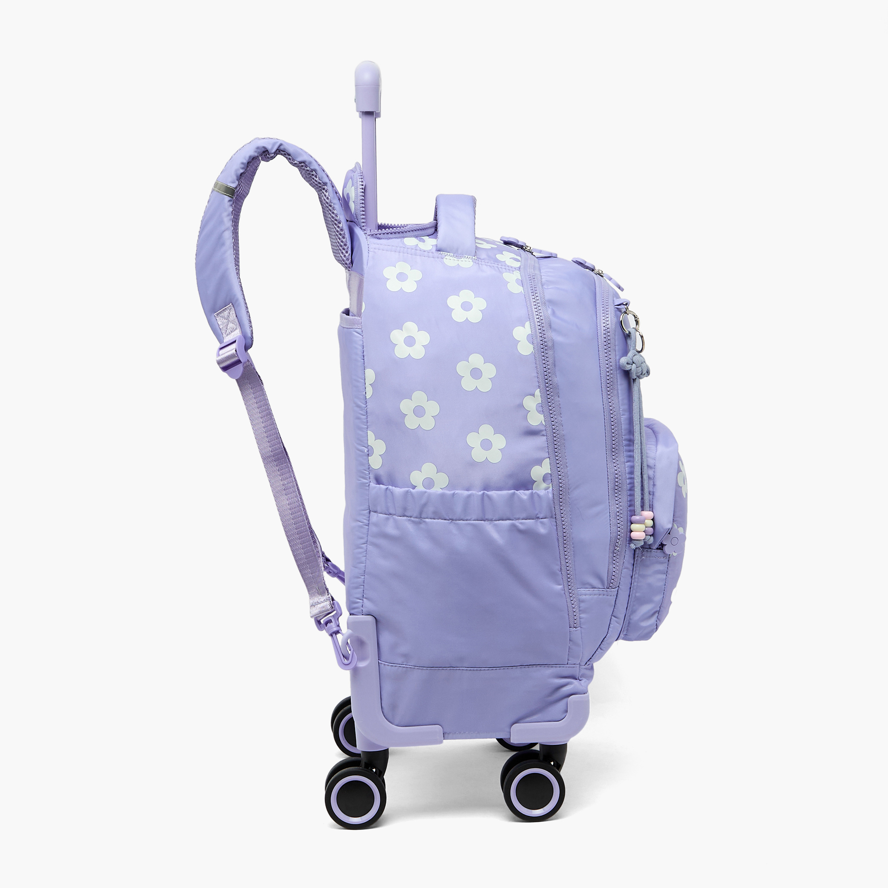 Juniors Floral Print Trolley Bag for Girls 8-12 Years Retractable Handle - 18 inches-school-bagsandbackpacks-trolleybags-image-4