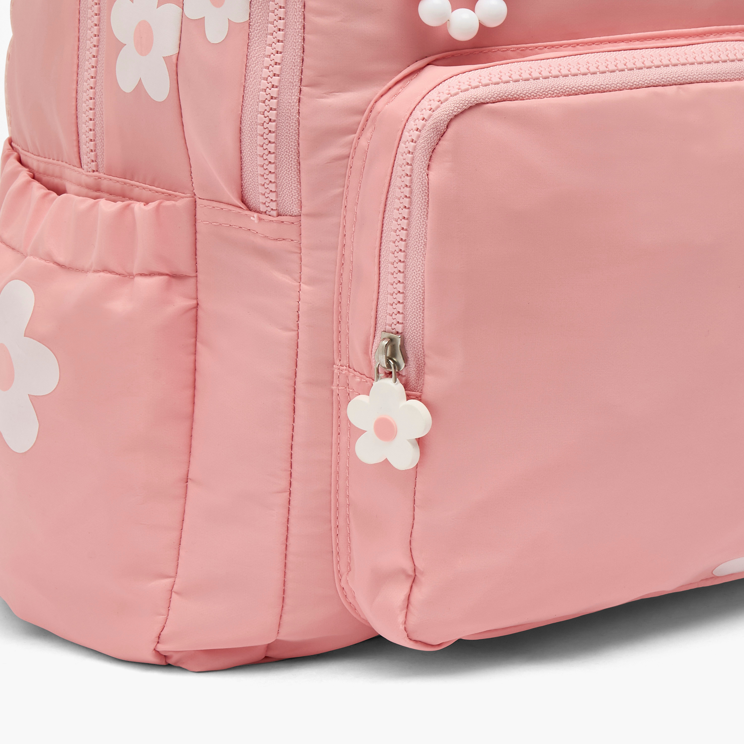 Juniors Floral Print Backpack for Girls 5-8 Years with Padded Shoulder Straps-school-bagsandbackpacks-backpacks-image-3