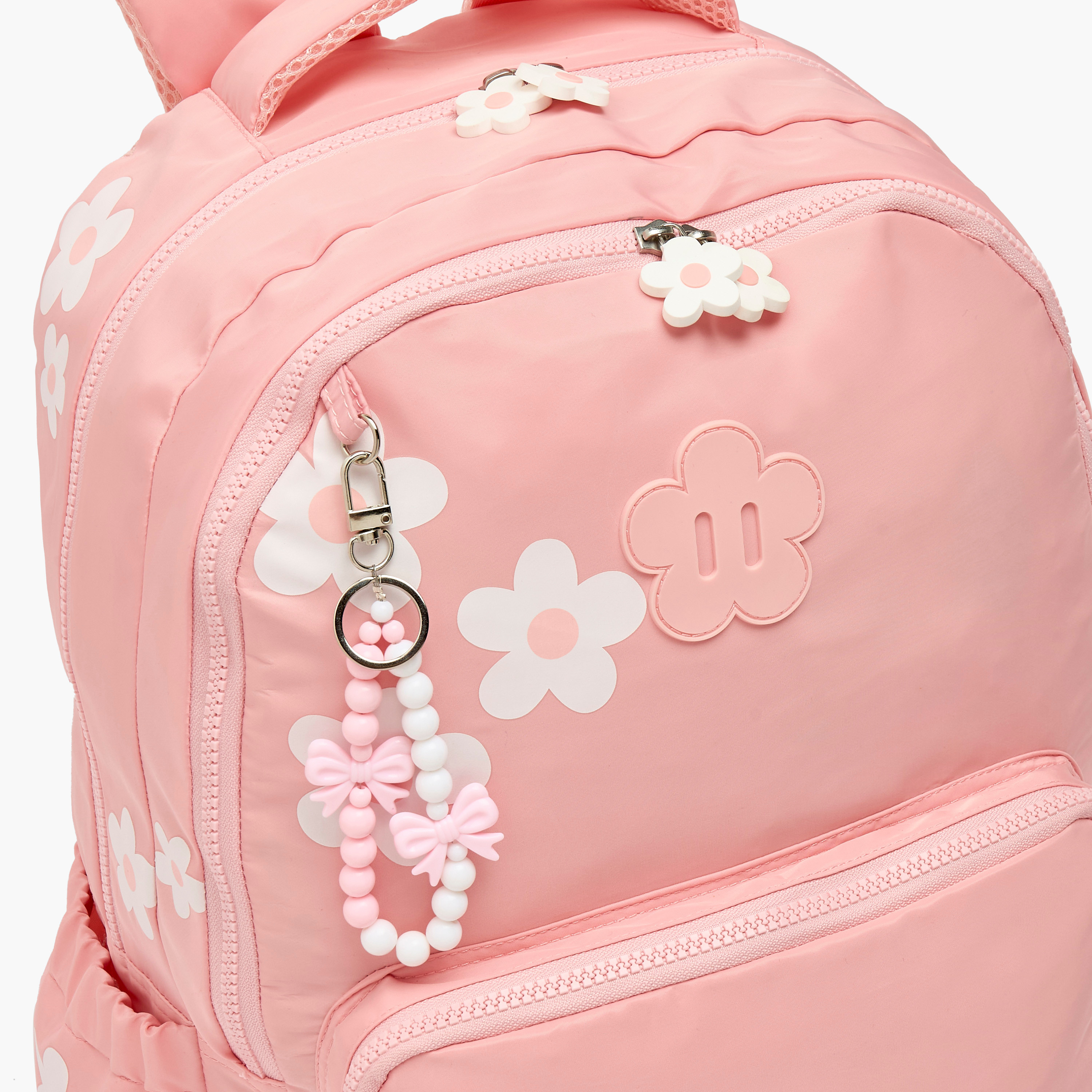 Juniors Floral Print Backpack for Girls 5-8 Years with Padded Shoulder Straps-school-bagsandbackpacks-backpacks-image-4