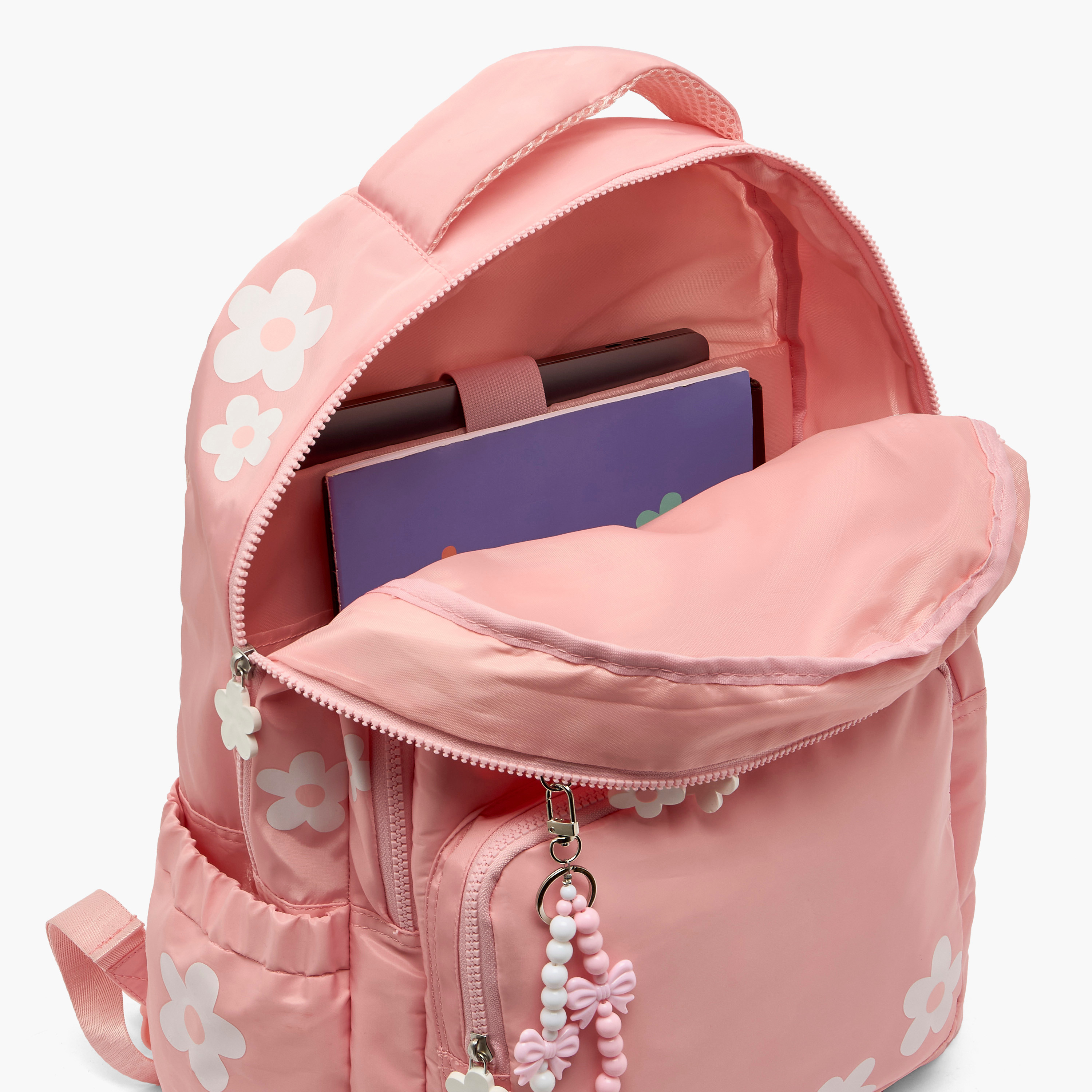Juniors Floral Print Backpack for Girls 5-8 Years with Padded Shoulder Straps-school-bagsandbackpacks-backpacks-image-5