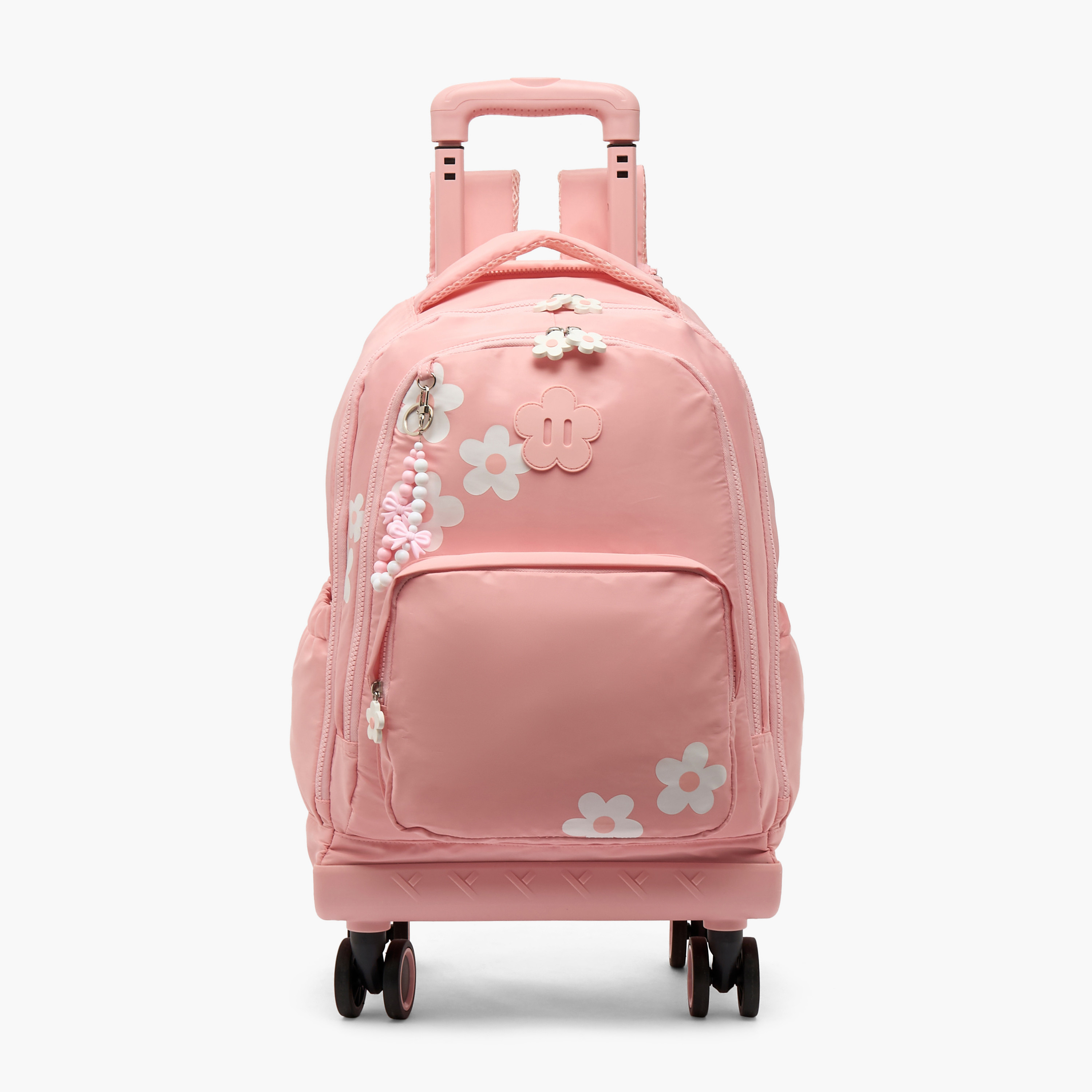 Juniors Floral Print Trolley Bag for Girls 8-12 Years with Retractable Handle - 18 inches-school-bagsandbackpacks-trolleybags-image-1