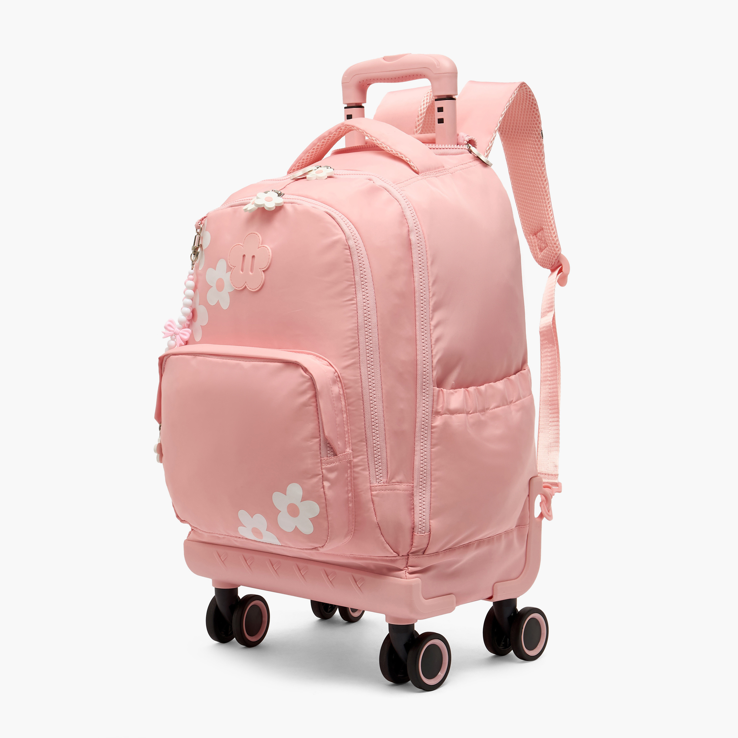Juniors Floral Print Trolley Bag for Girls 8-12 Years with Retractable Handle - 18 inches-school-bagsandbackpacks-trolleybags-image-2