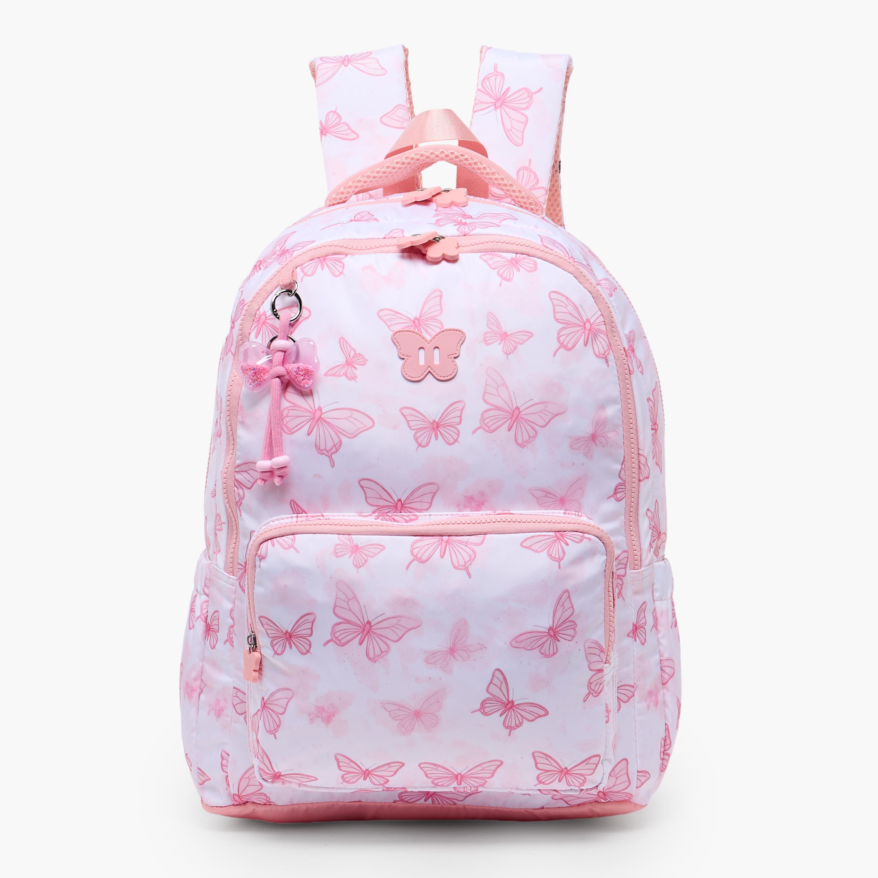 Juniors Butterfly Print Backpack for Girls 8-13 Years with Padded Straps - 17 inches-school-bagsandbackpacks-backpacks-image-1