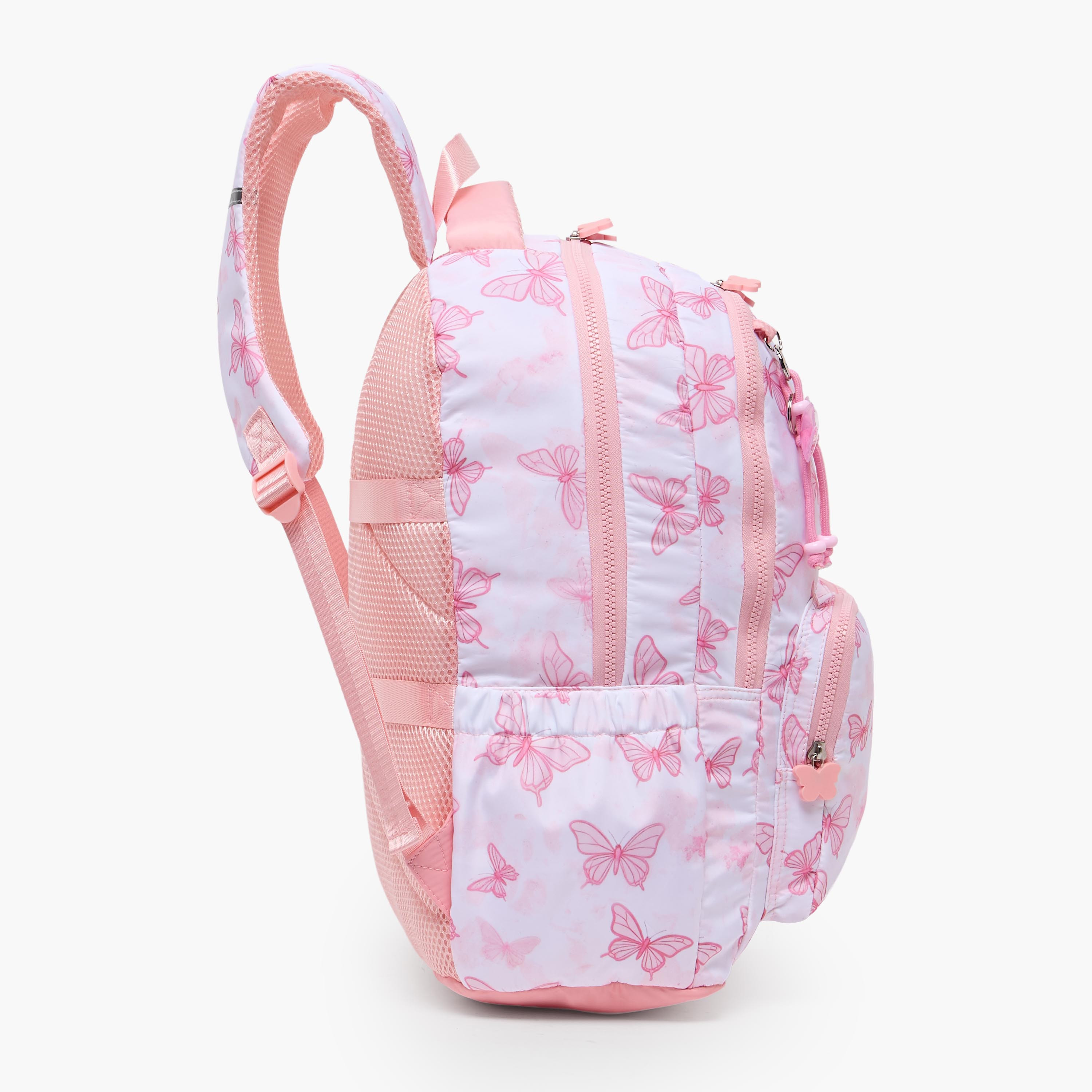 Juniors Butterfly Print Backpack for Girls 8-13 Years with Padded Straps - 17 inches-school-bagsandbackpacks-backpacks-image-9