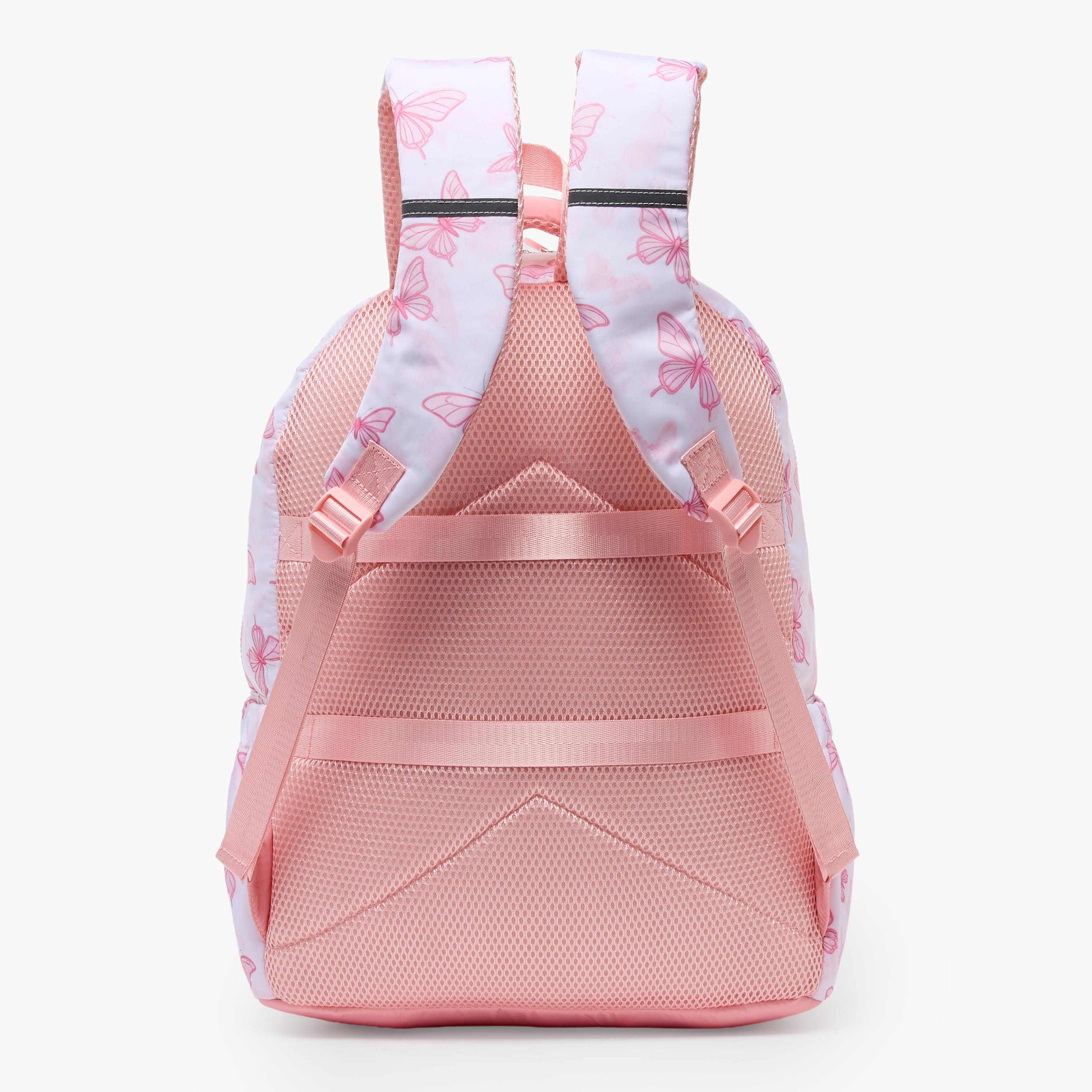 Juniors Butterfly Print Backpack for Girls 8-13 Years with Padded Straps - 17 inches-school-bagsandbackpacks-backpacks-image-10