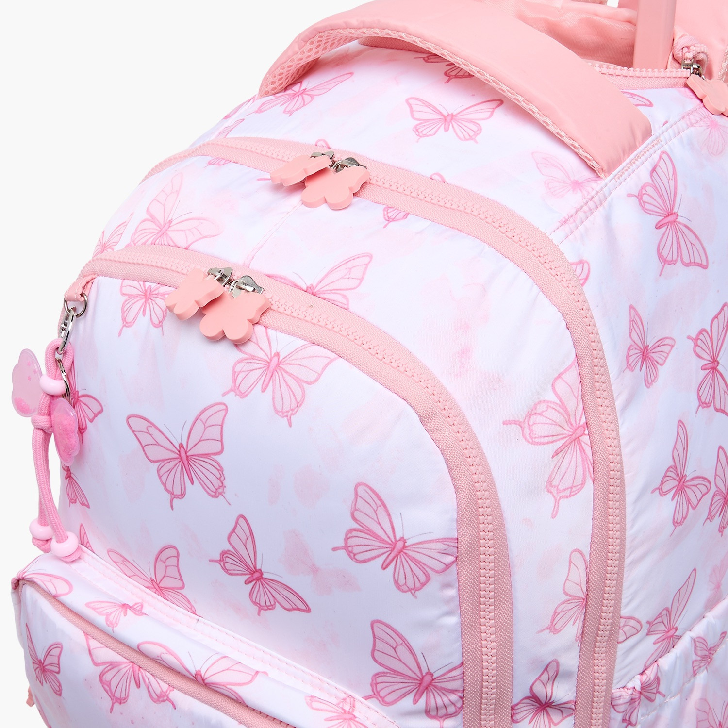 Juniors Butterfly Print Trolley Bag for Girls 8-12 Years Retractable Handle - 18 inches-school-bagsandbackpacks-trolleybags-image-5