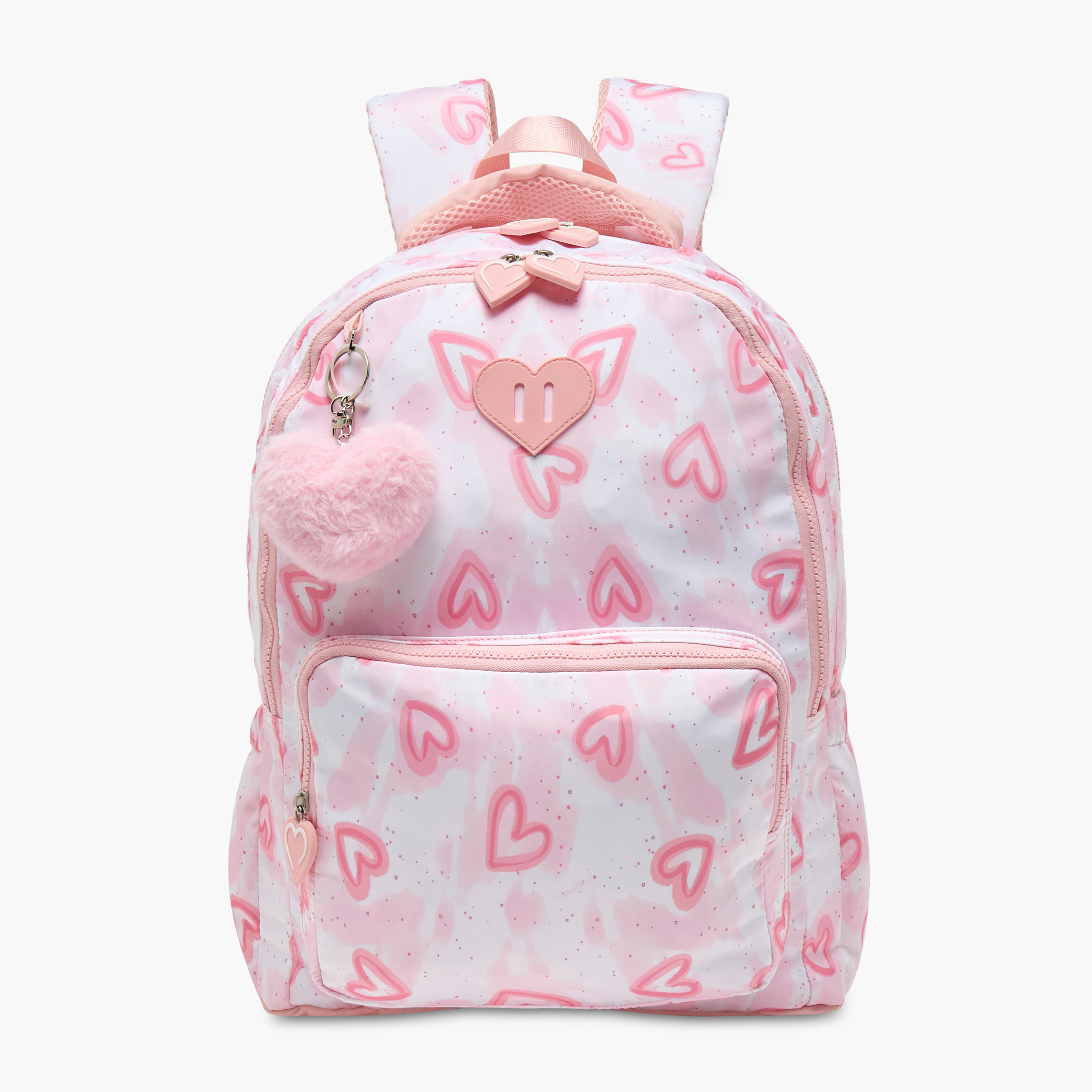 Juniors Heart Print Backpack for Girls 5-8 Years with Padded Shoulder Straps-school-bagsandbackpacks-backpacks-image-1