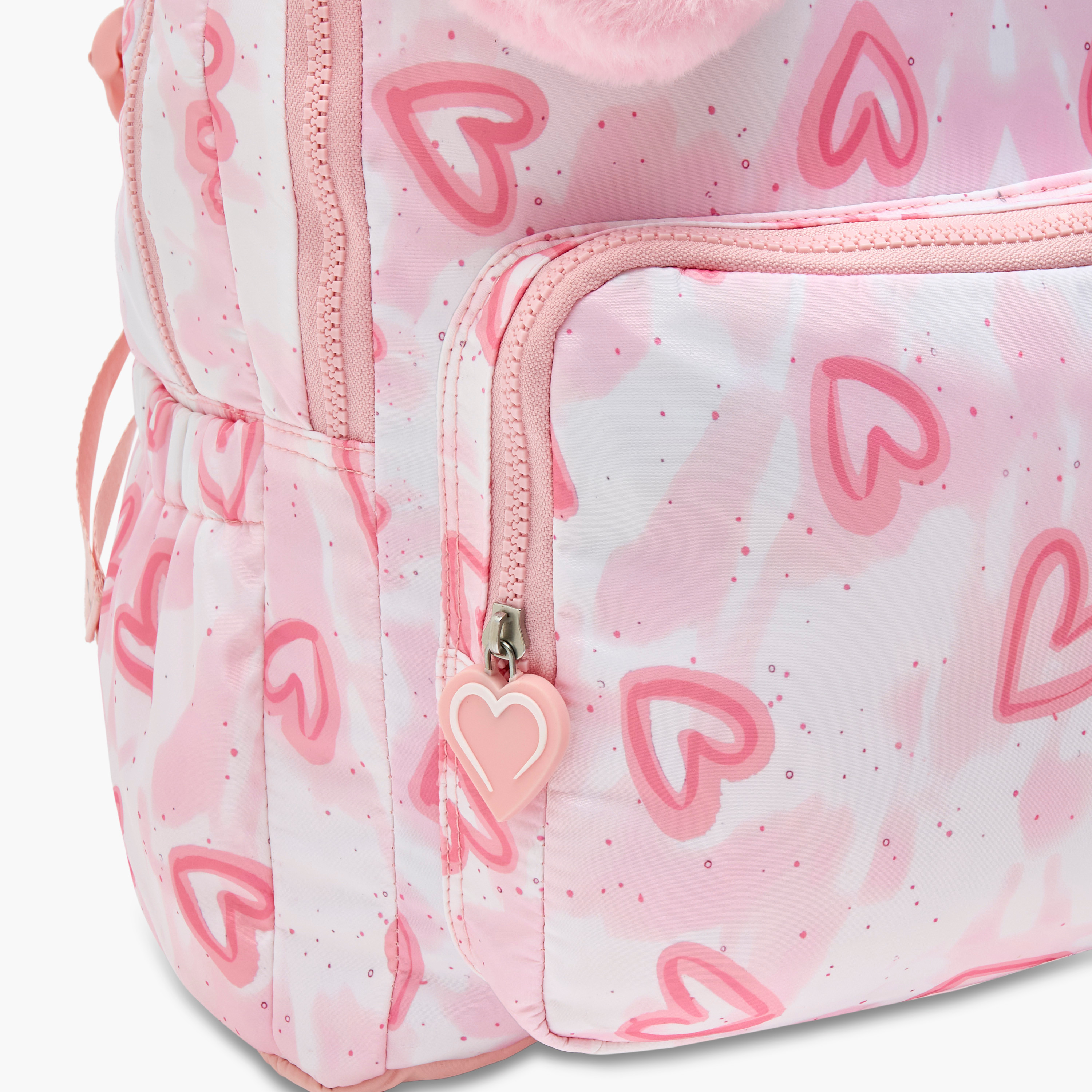 Juniors Heart Print Backpack for Girls 5-8 Years with Padded Shoulder Straps-school-bagsandbackpacks-backpacks-image-3