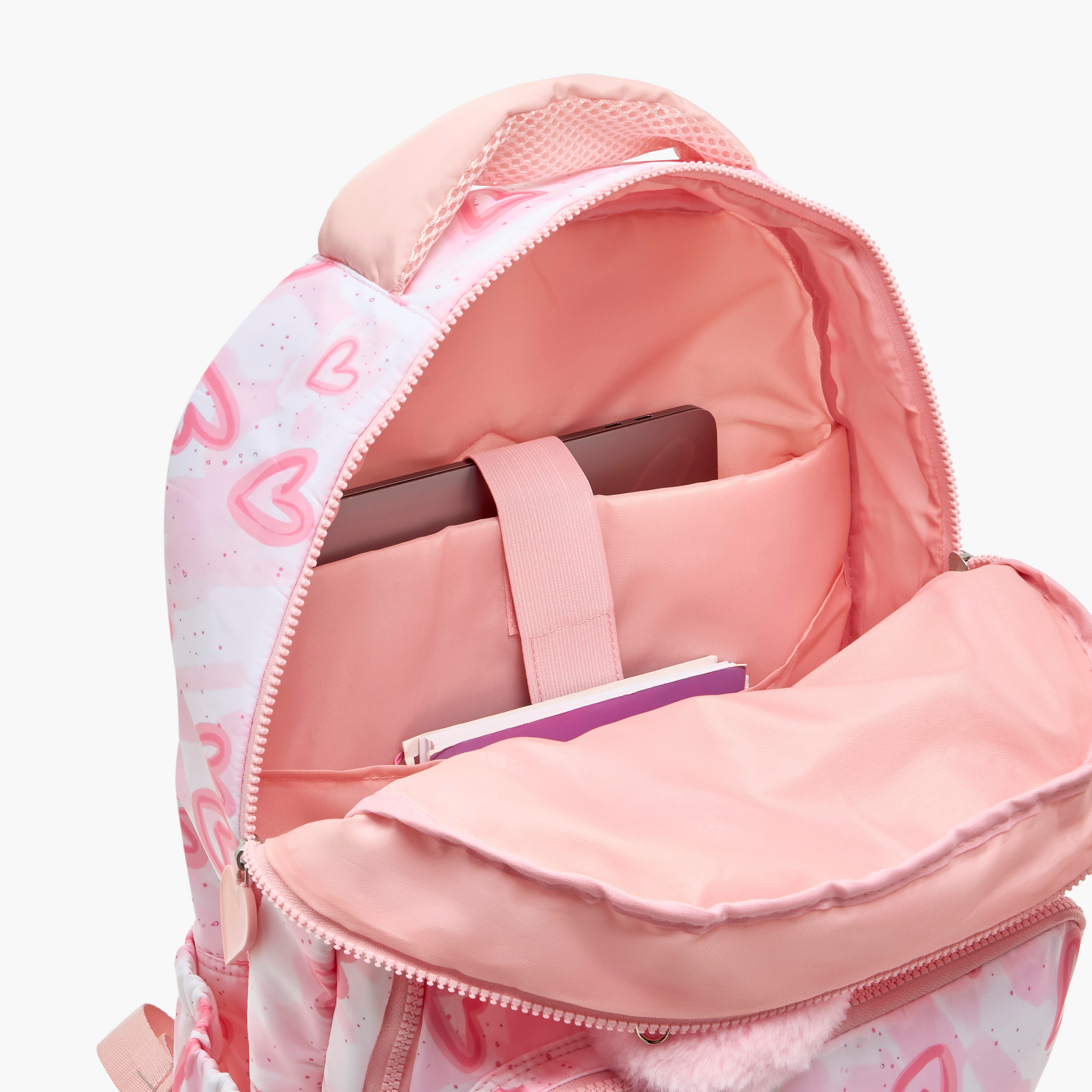 Juniors Heart Print Backpack for Girls 5-8 Years with Padded Shoulder Straps-school-bagsandbackpacks-backpacks-image-5