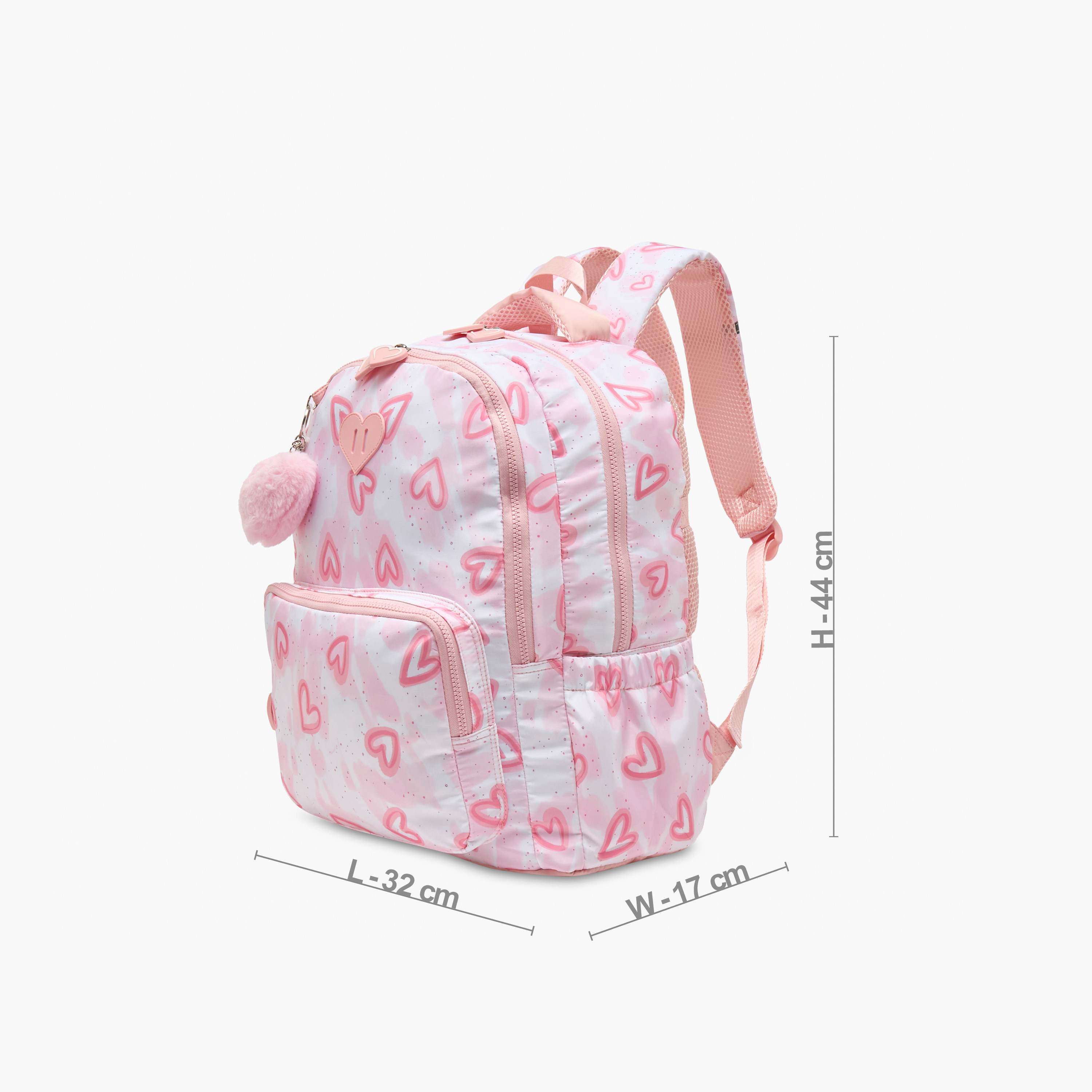 Juniors Heart Print Backpack for Girls 5-8 Years with Padded Shoulder Straps-school-bagsandbackpacks-backpacks-image-6