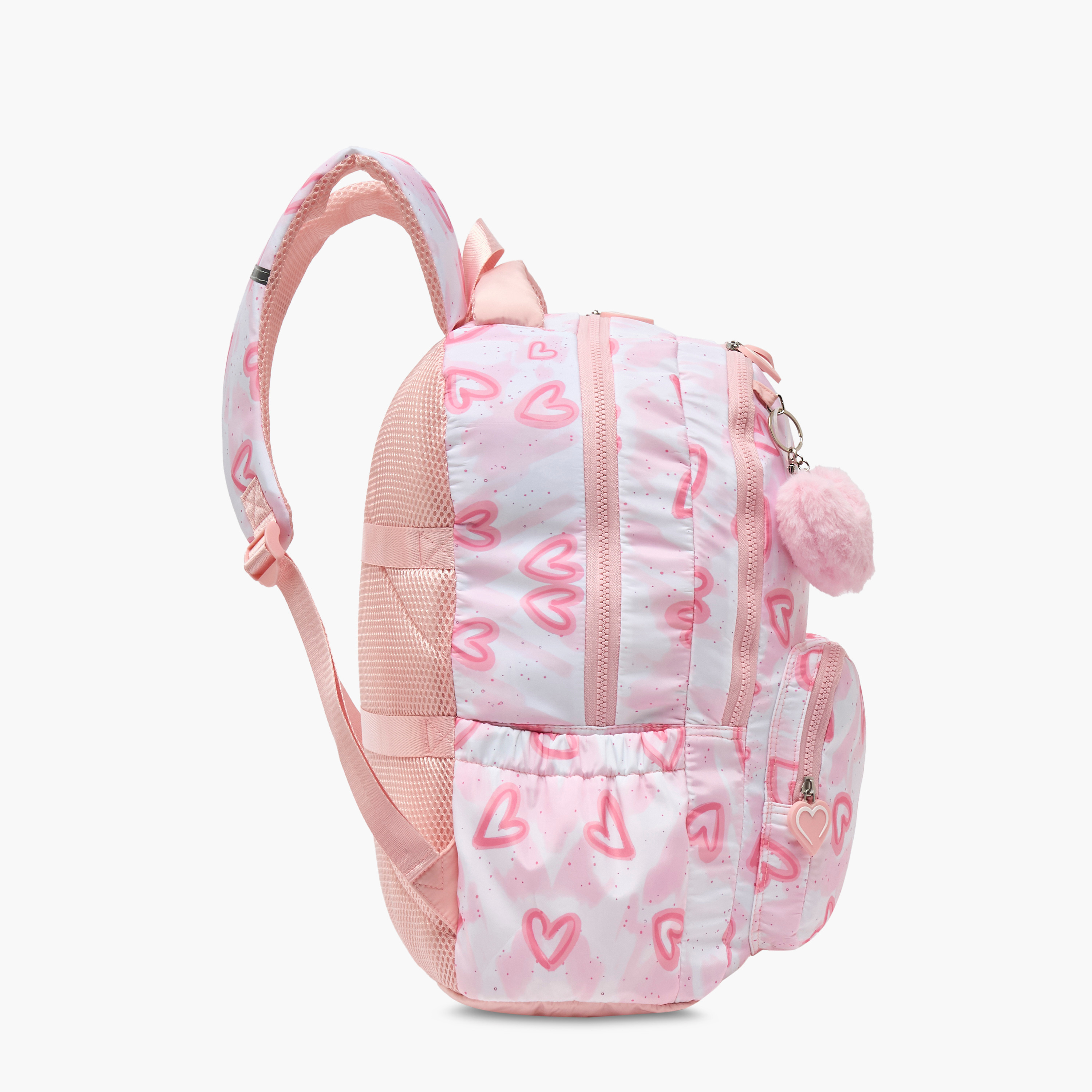 Juniors Heart Print Backpack for Girls 5-8 Years with Padded Shoulder Straps-school-bagsandbackpacks-backpacks-image-7