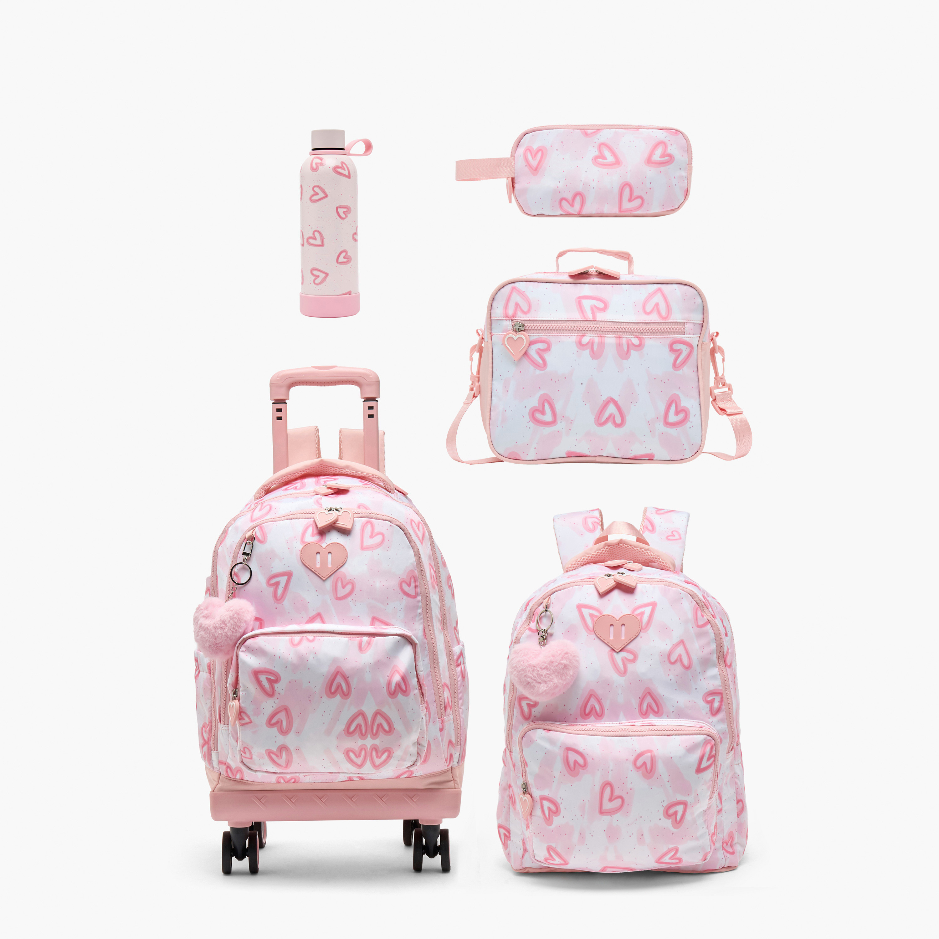 Juniors Heart Print Backpack for Girls 5-8 Years with Padded Shoulder Straps-school-bagsandbackpacks-backpacks-image-9