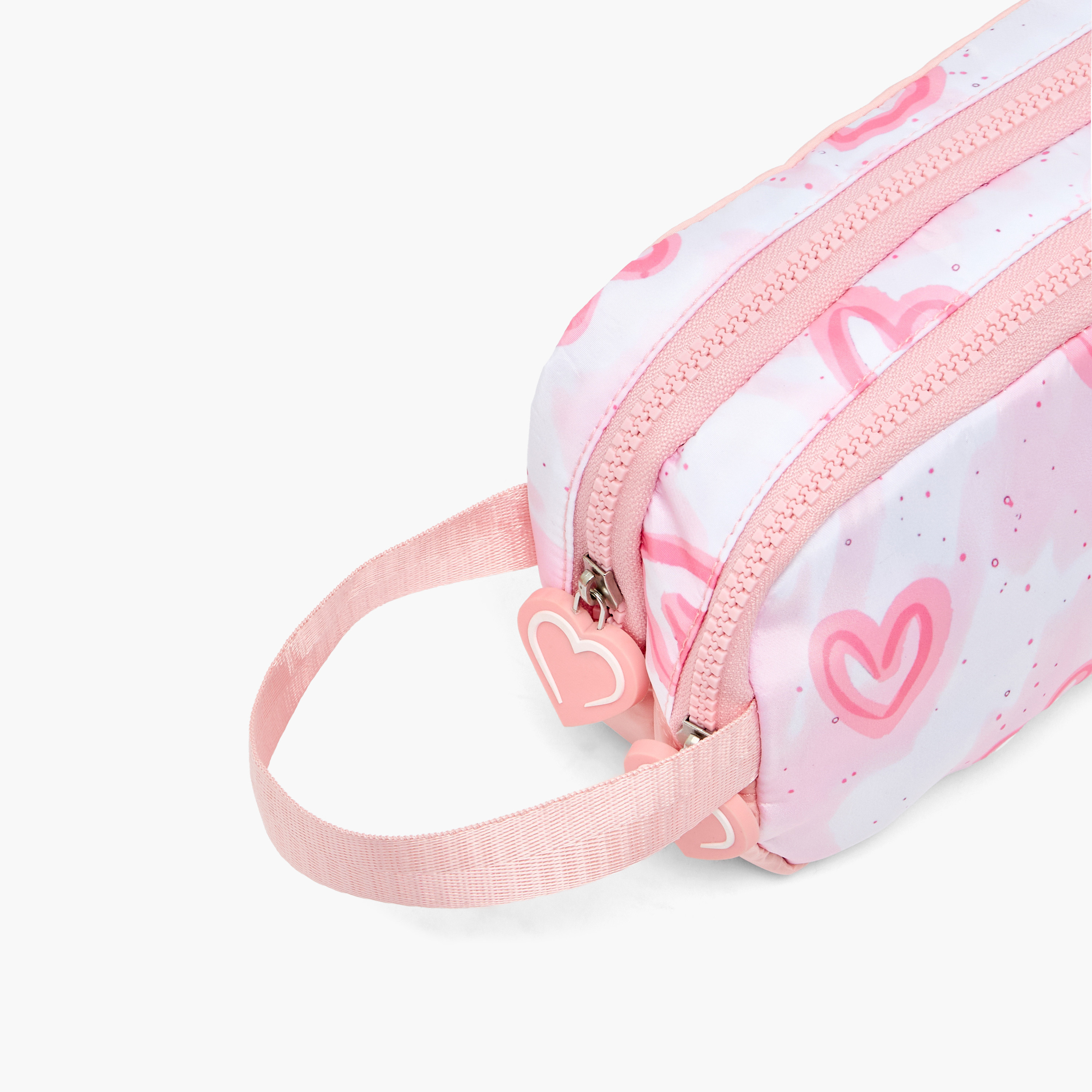 مقلمة بطبعة قلوب بجيبين من جونيورز-school-stationery-pencilcases-image-5