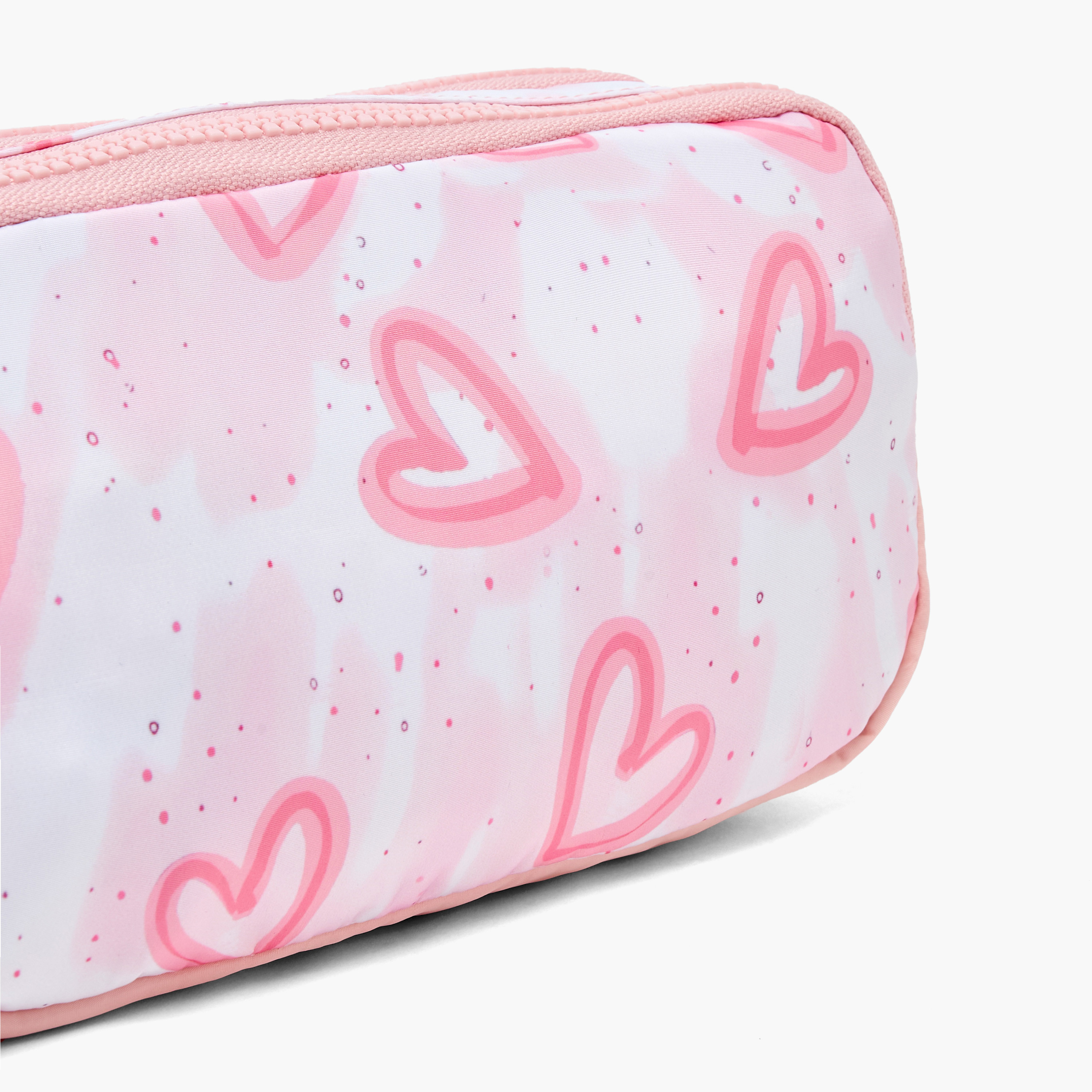 مقلمة بطبعة قلوب بجيبين من جونيورز-school-stationery-pencilcases-image-6