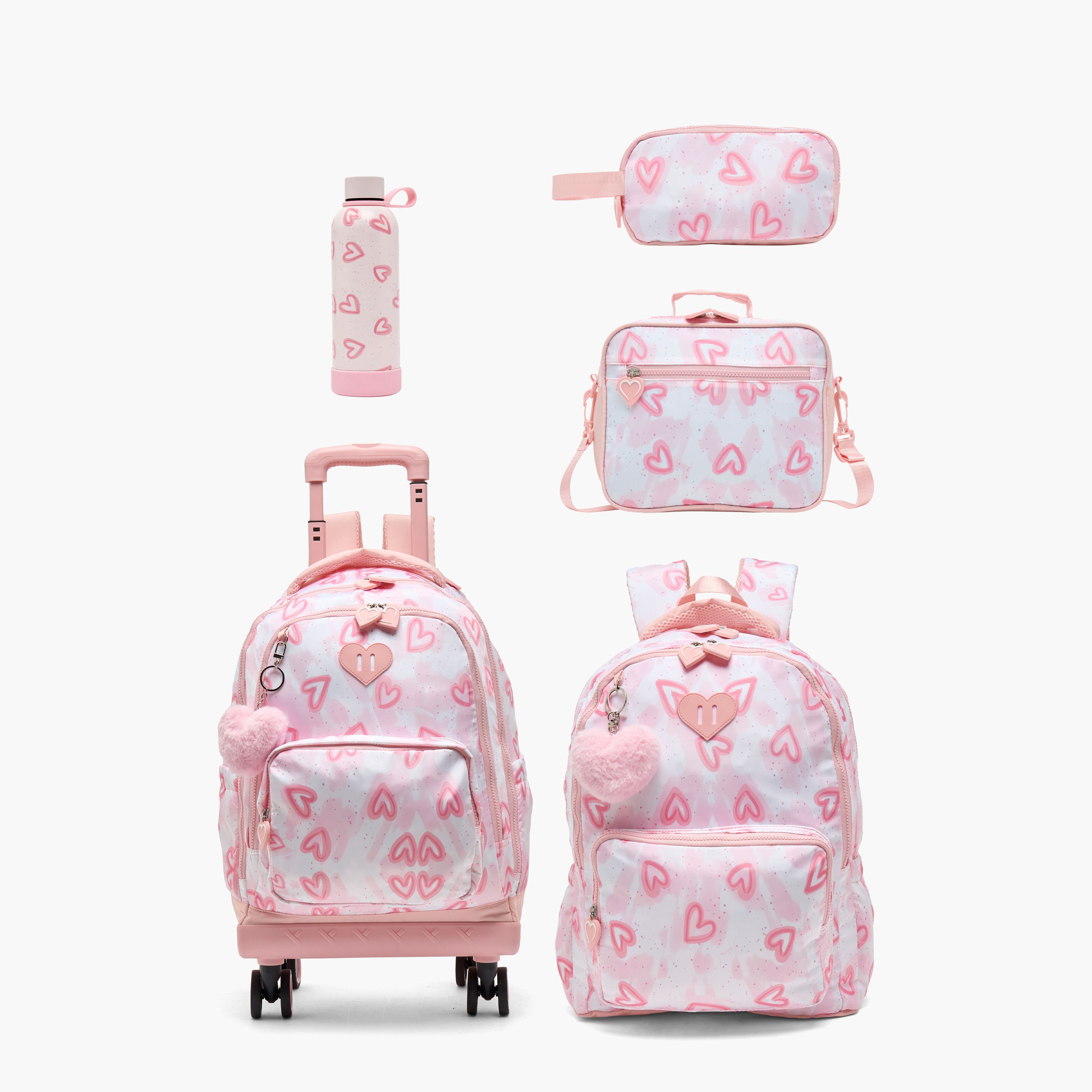 مقلمة بطبعة قلوب بجيبين من جونيورز-school-stationery-pencilcases-image-8