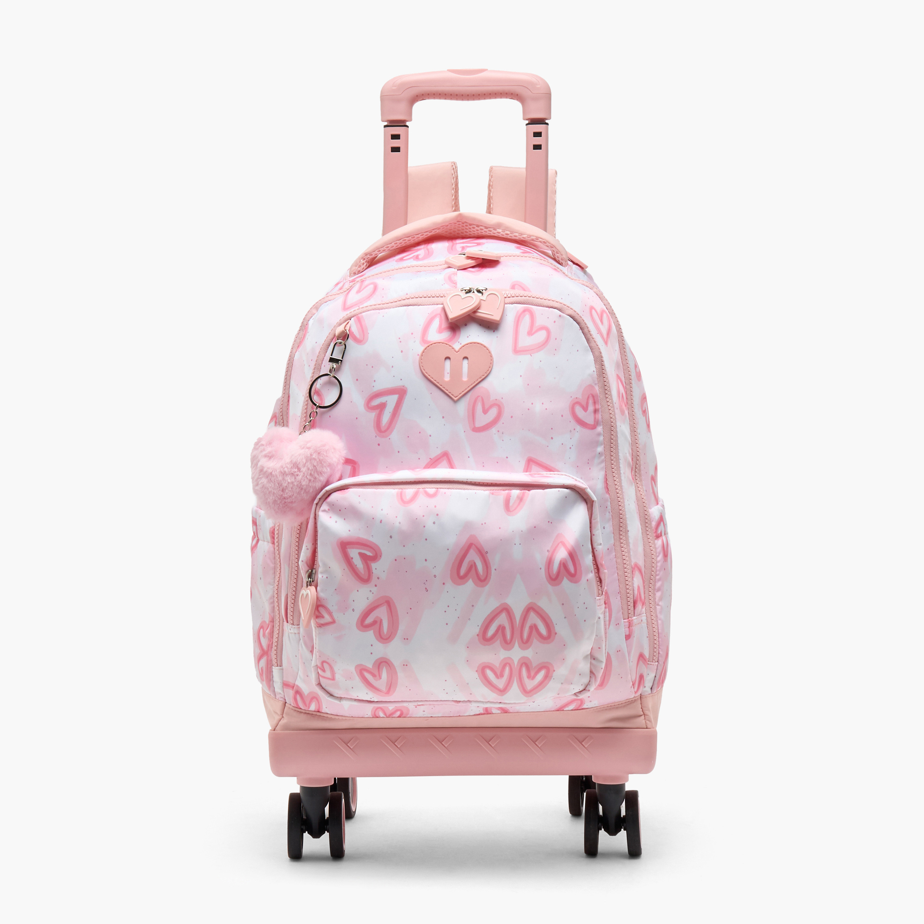 Juniors Heart Print Trolley Bag for Girls 8-12 Years with Durable Wheels - 18 inches-school-bagsandbackpacks-trolleybags-image-1