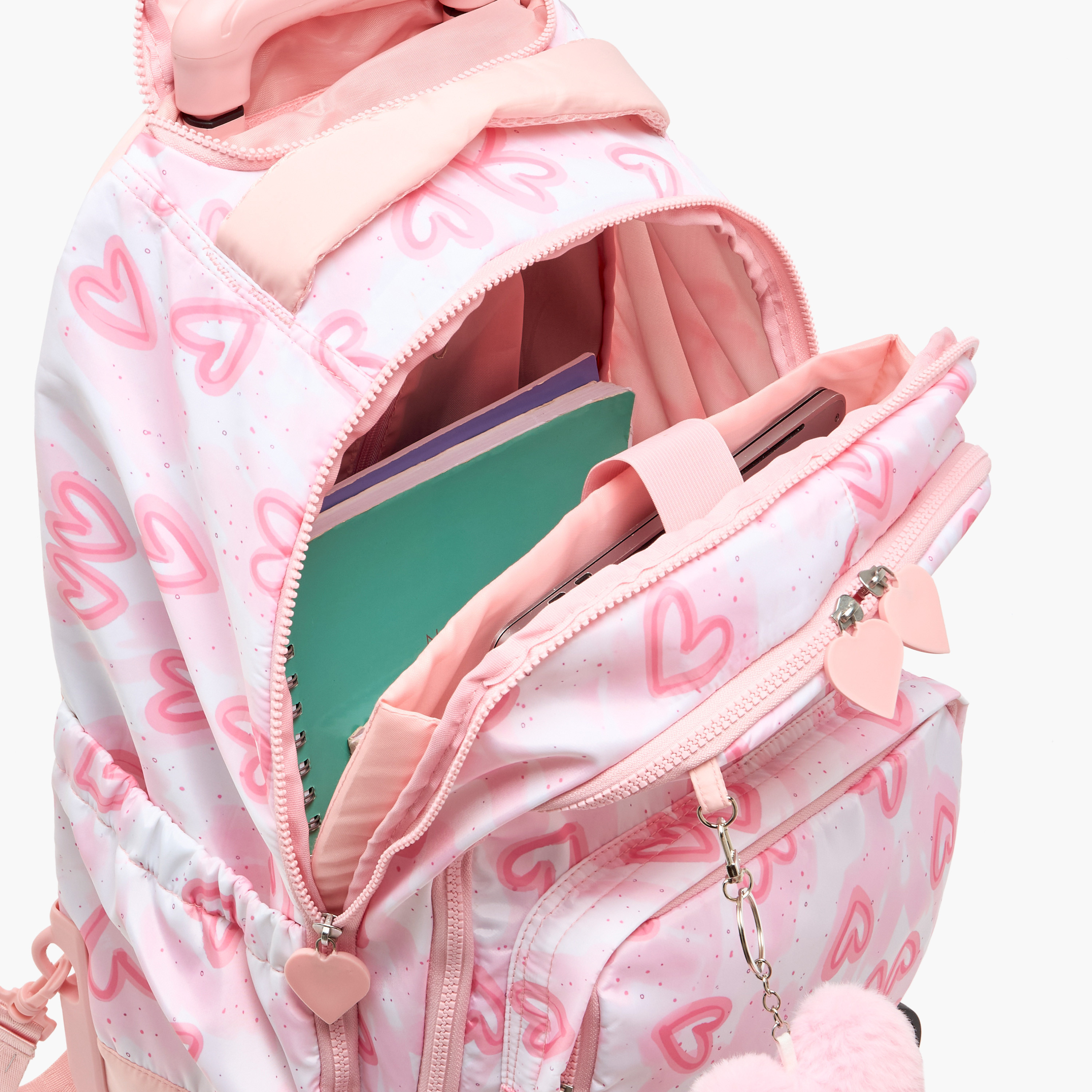 Juniors Heart Print Trolley Bag for Girls 8-12 Years with Durable Wheels - 18 inches-school-bagsandbackpacks-trolleybags-image-12