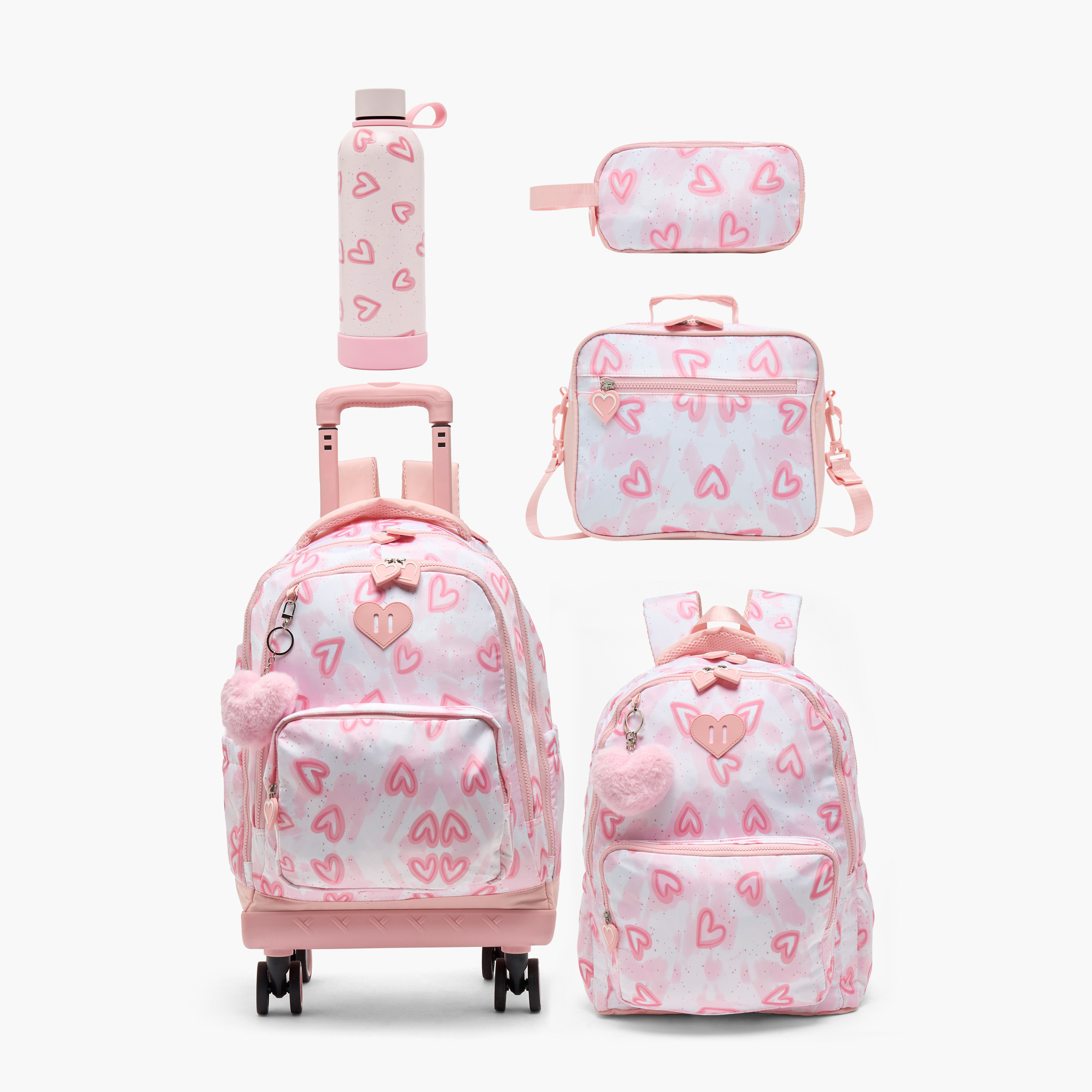 Juniors Heart Print Trolley Bag for Girls 8-12 Years with Durable Wheels - 18 inches-school-bagsandbackpacks-trolleybags-image-14