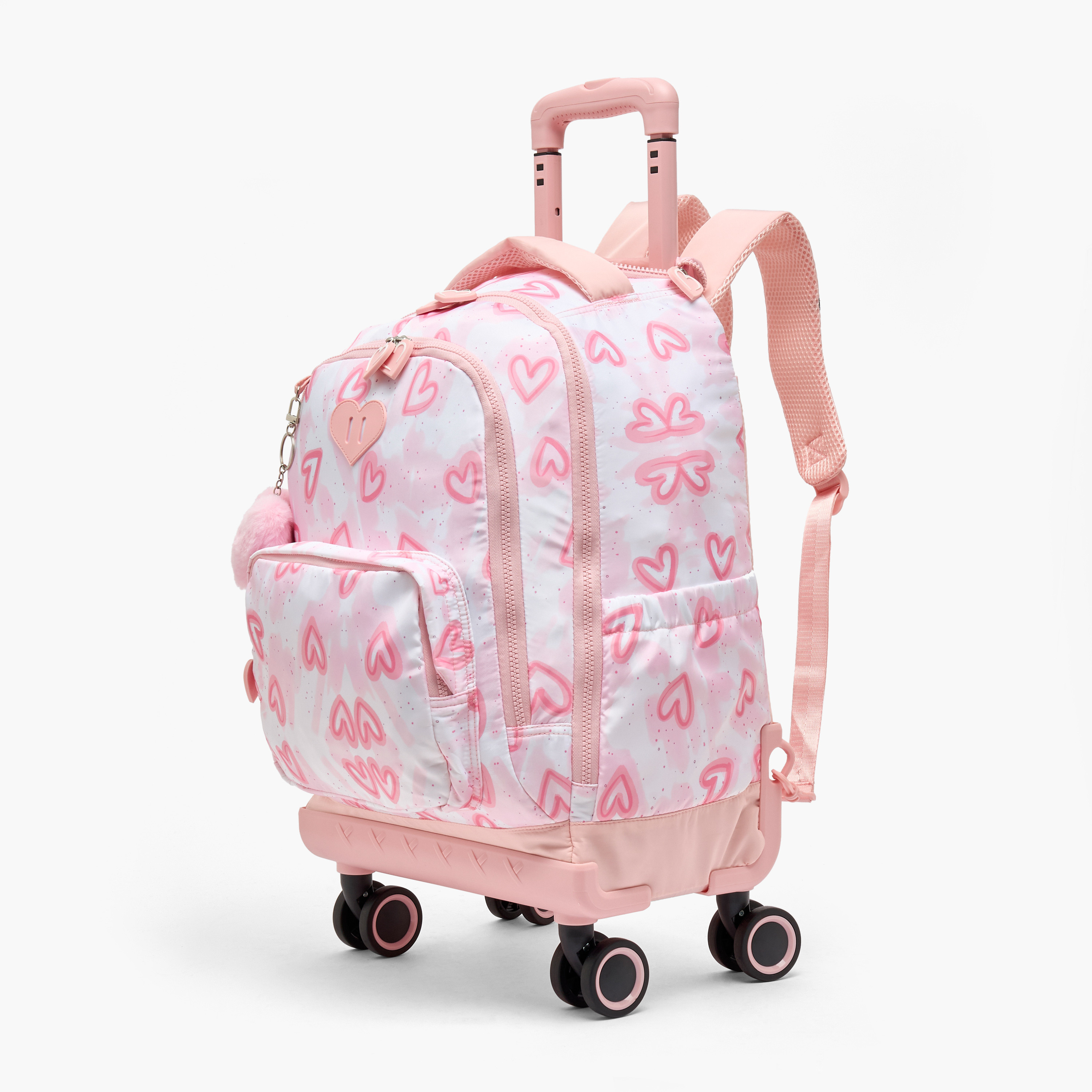 Juniors Heart Print Trolley Bag for Girls 8-12 Years with Durable Wheels - 18 inches-school-bagsandbackpacks-trolleybags-image-2