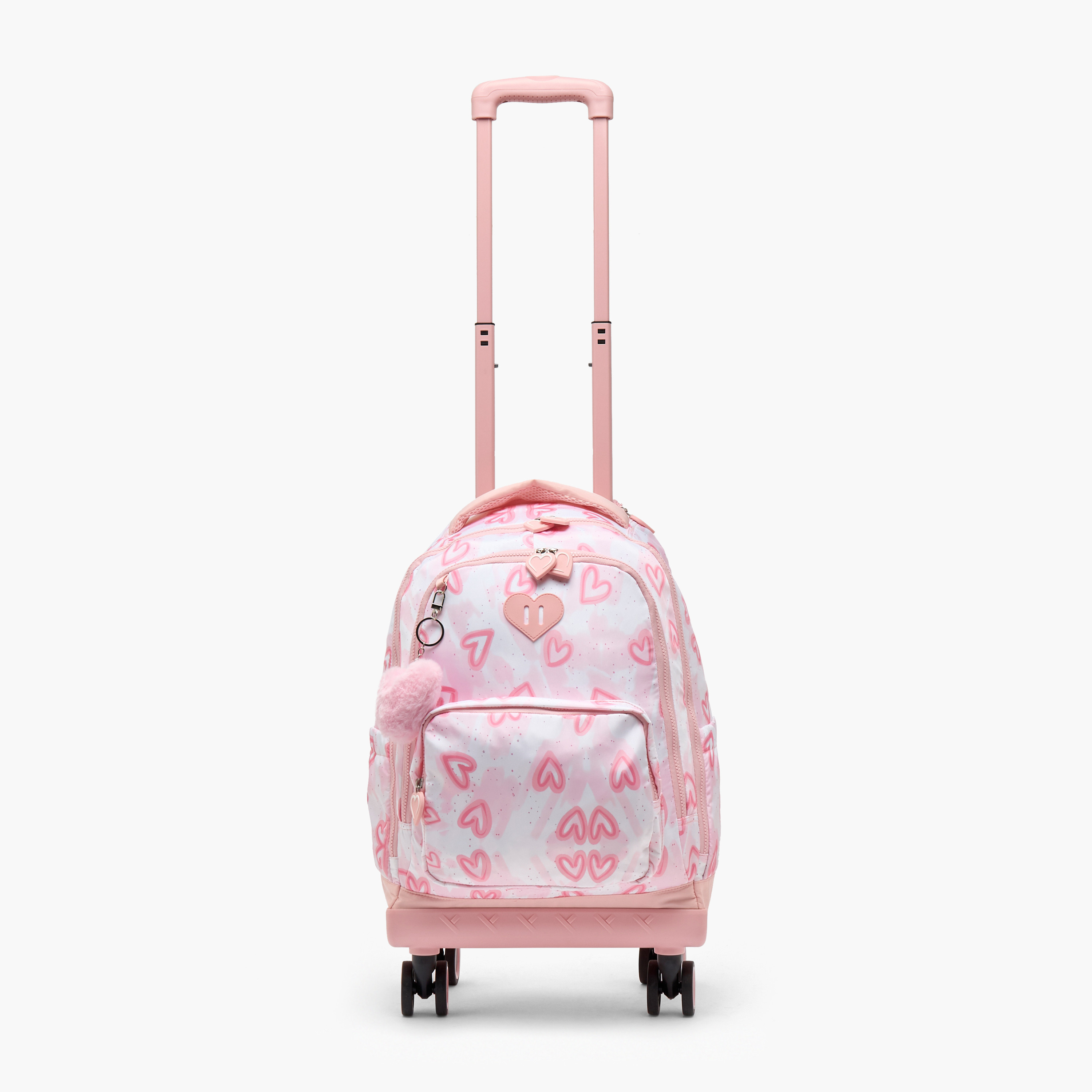 Juniors Heart Print Trolley Bag for Girls 8-12 Years with Durable Wheels - 18 inches-school-bagsandbackpacks-trolleybags-image-6
