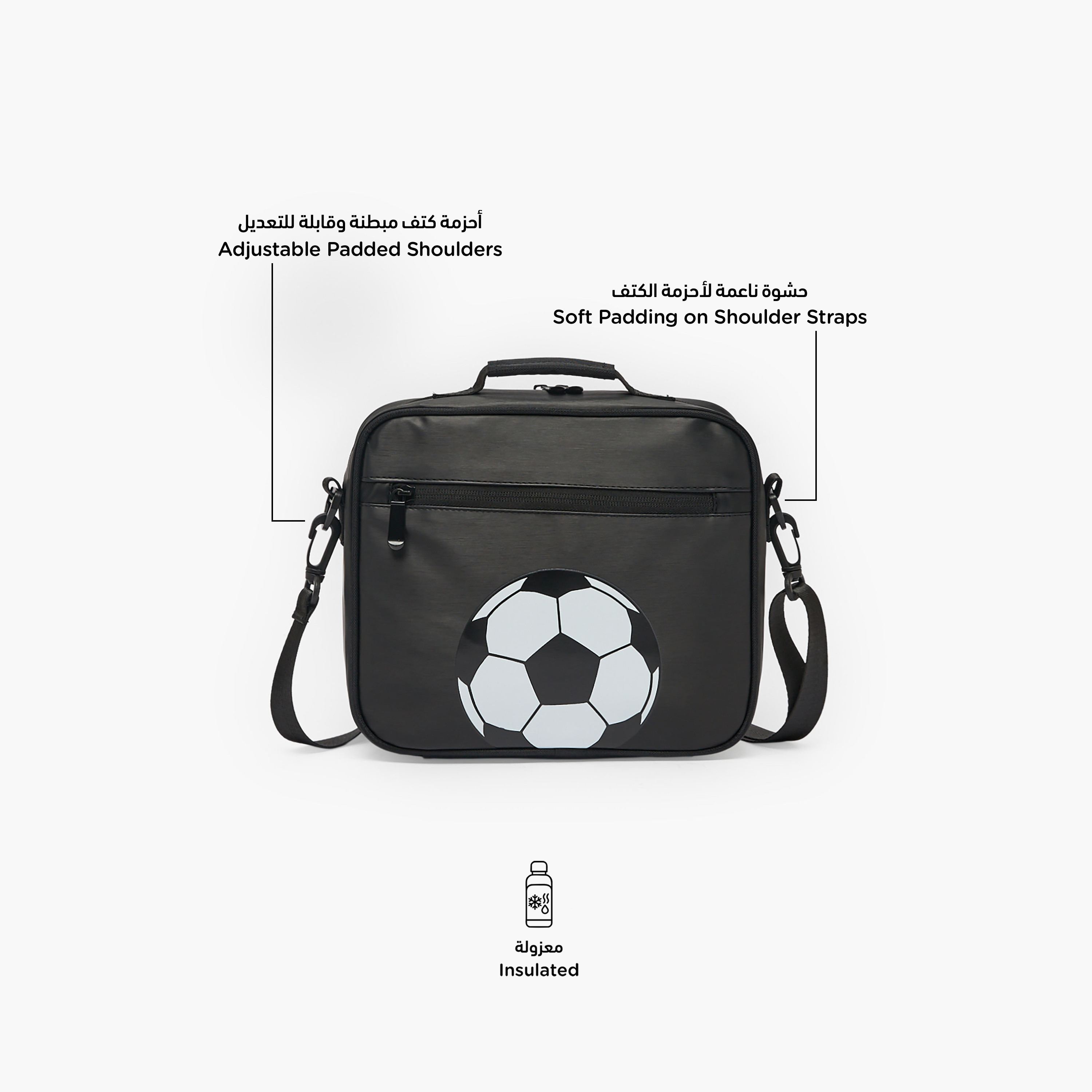 شنطة غداء معزولة بطبعات كرة قدم للأولاد بعمر 8-12 سنة من جونيورز-school-lunchessentials-lunchbags-image-2