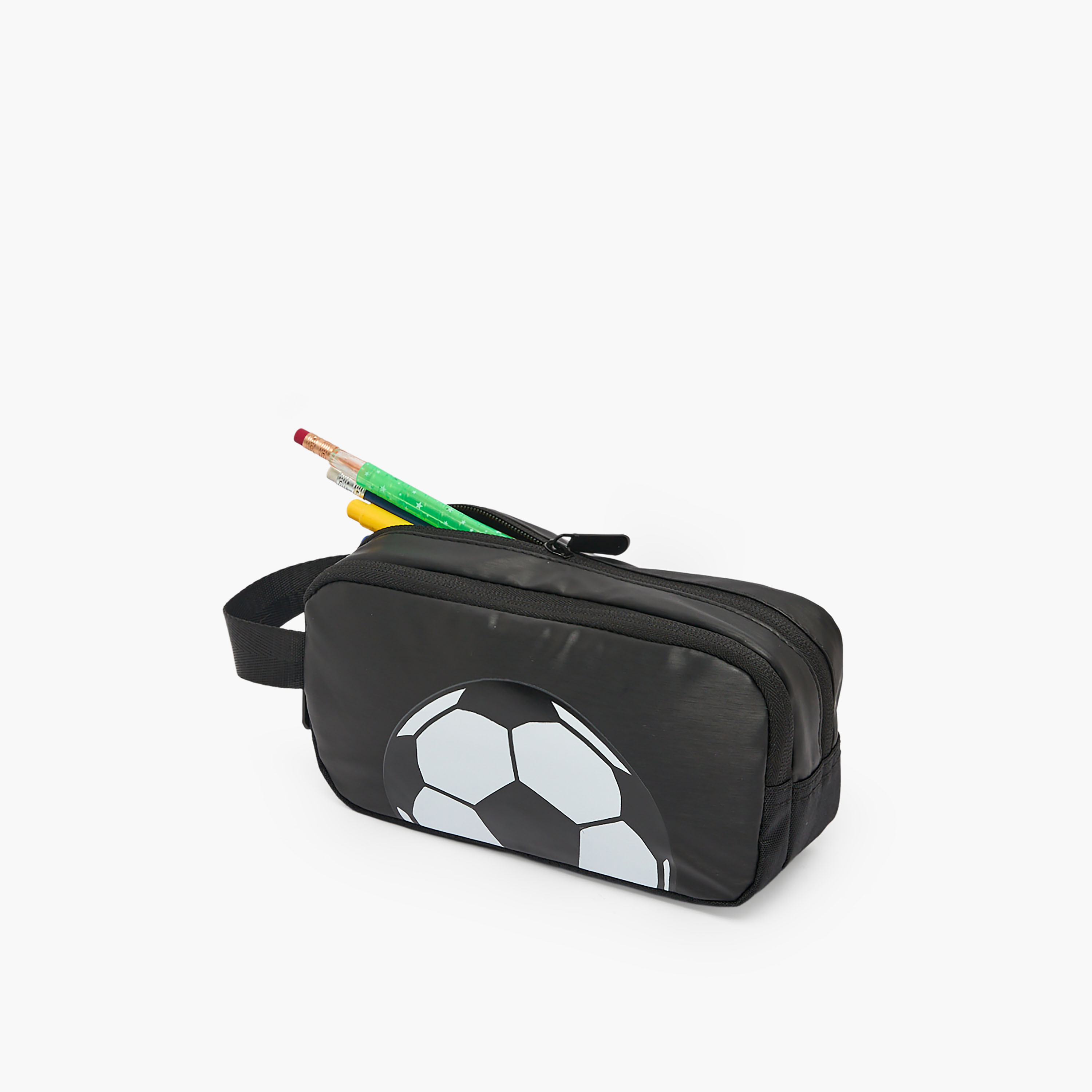 مقلمة بقسمين وطبعات كرة قدم من جونيورز-school-stationery-pencilcases-image-7