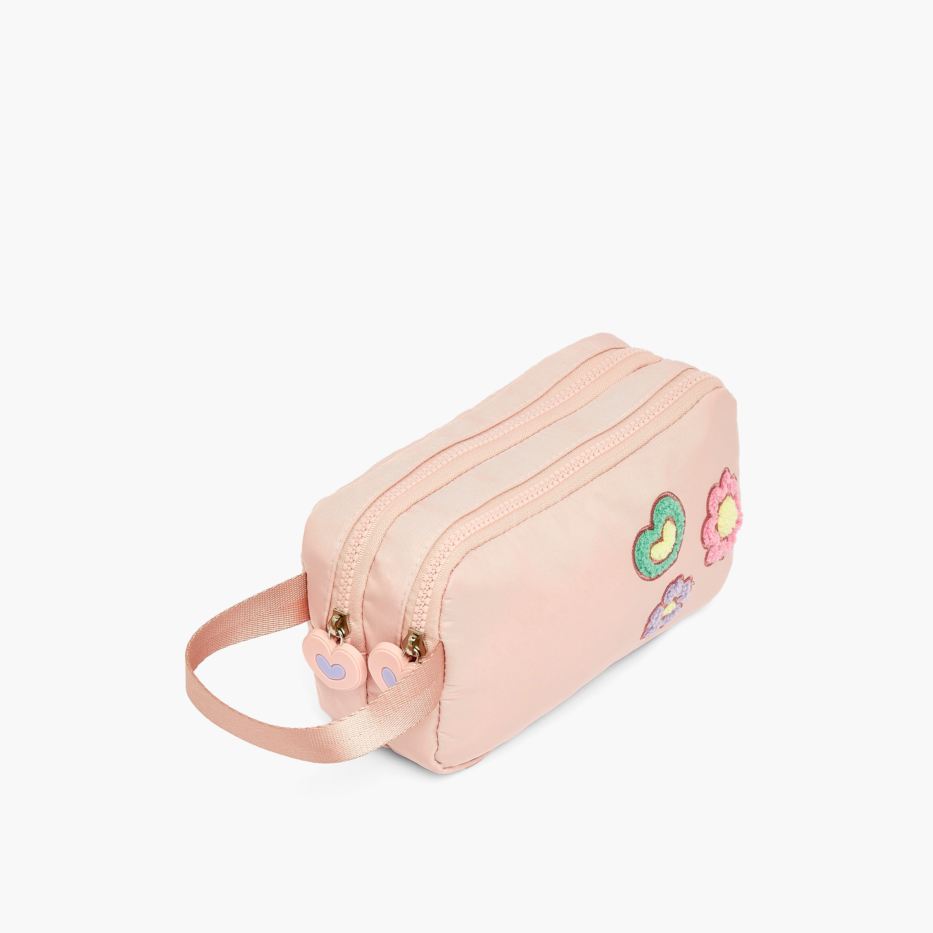 Juniors Floral Applique Pencil Pouch with 2 Compartments-school-stationery-pencilcases-image-2