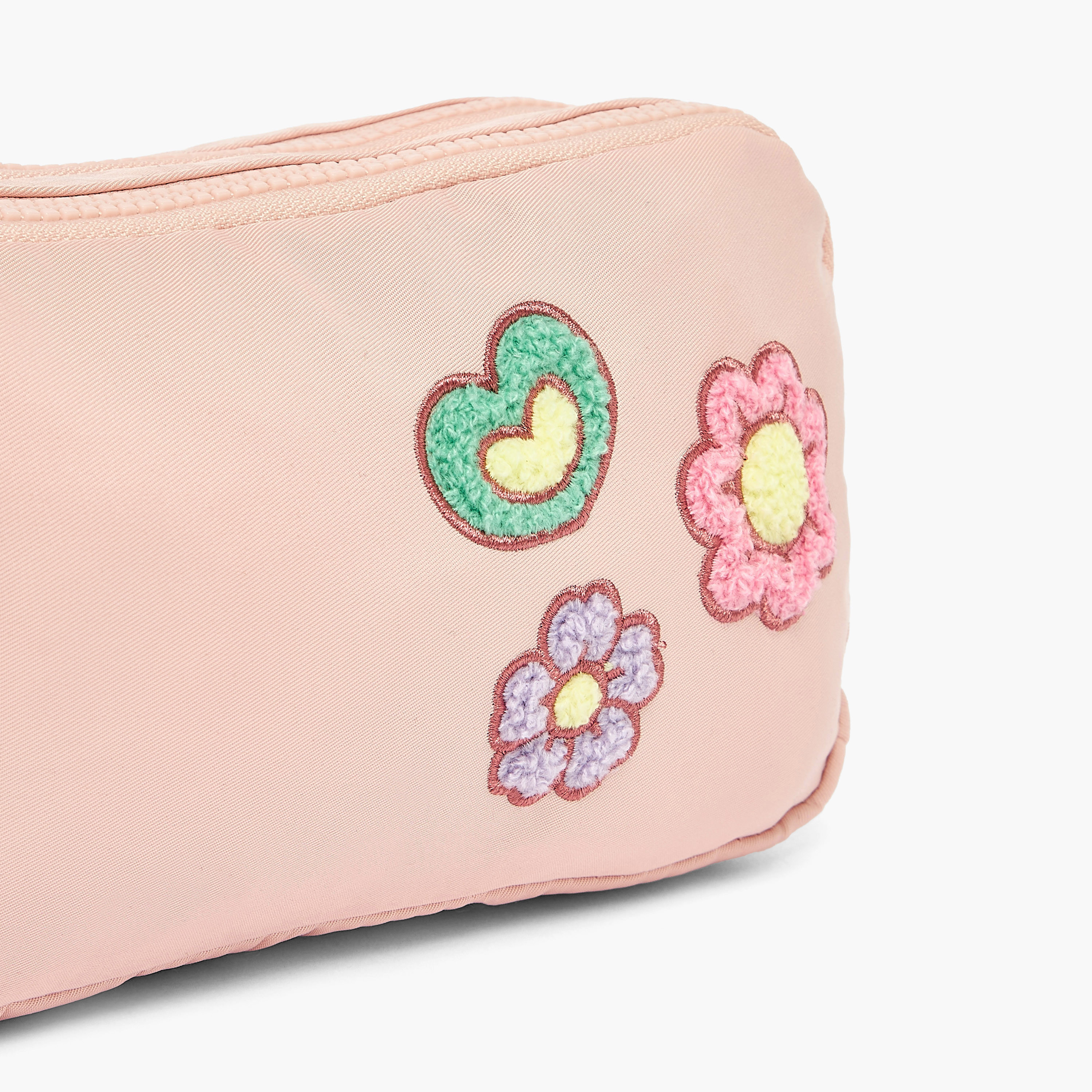 Juniors Floral Applique Pencil Pouch with 2 Compartments-school-stationery-pencilcases-image-6